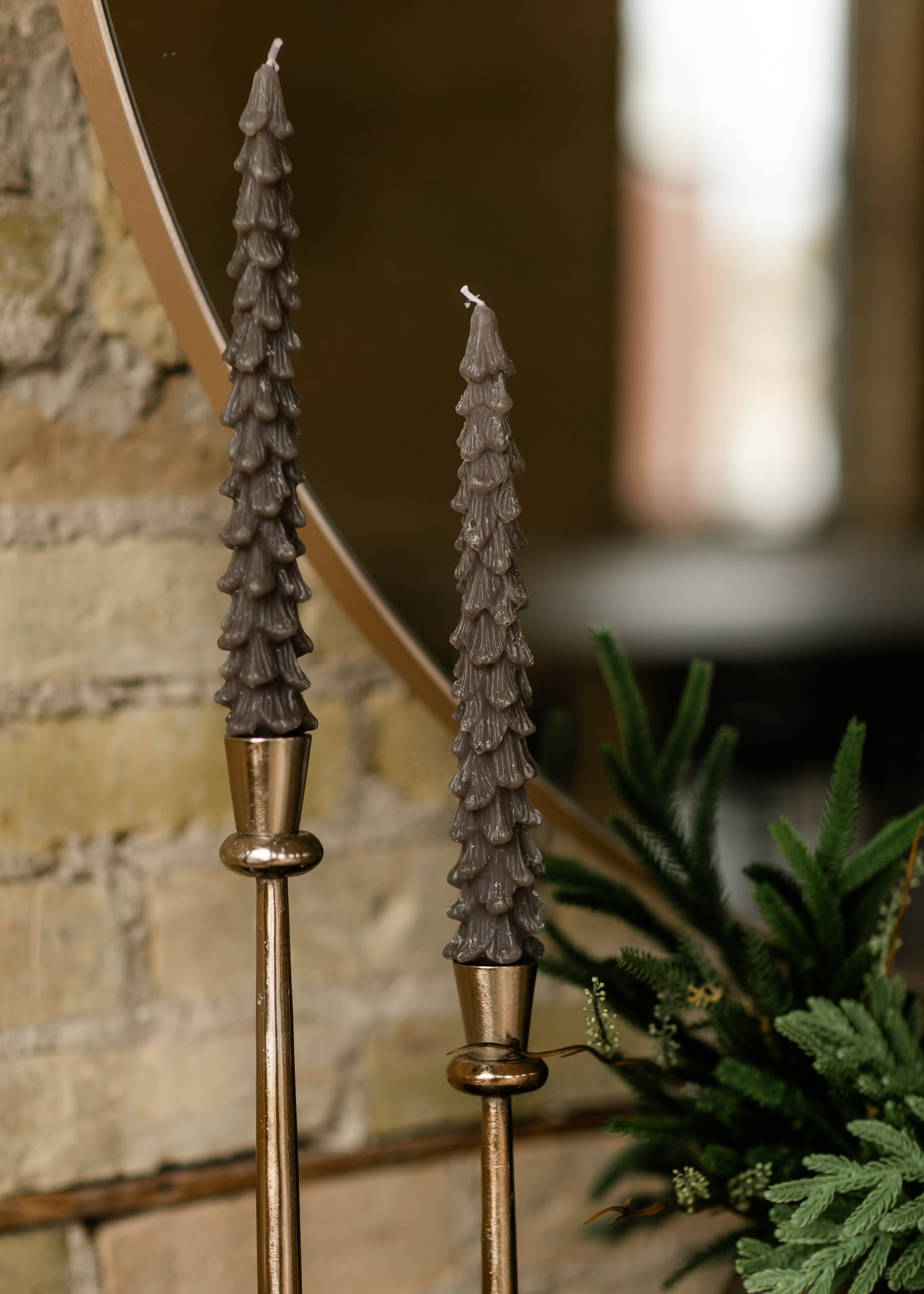 Unscented Tree Shaped Taper Candles Set of 2 Gifts