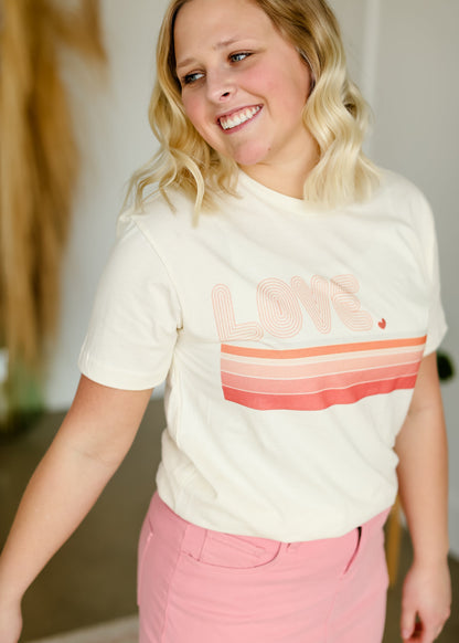 Vintage Love Lines Graphic Tee Tops