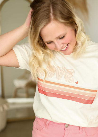 Vintage Love Lines Graphic Tee Tops