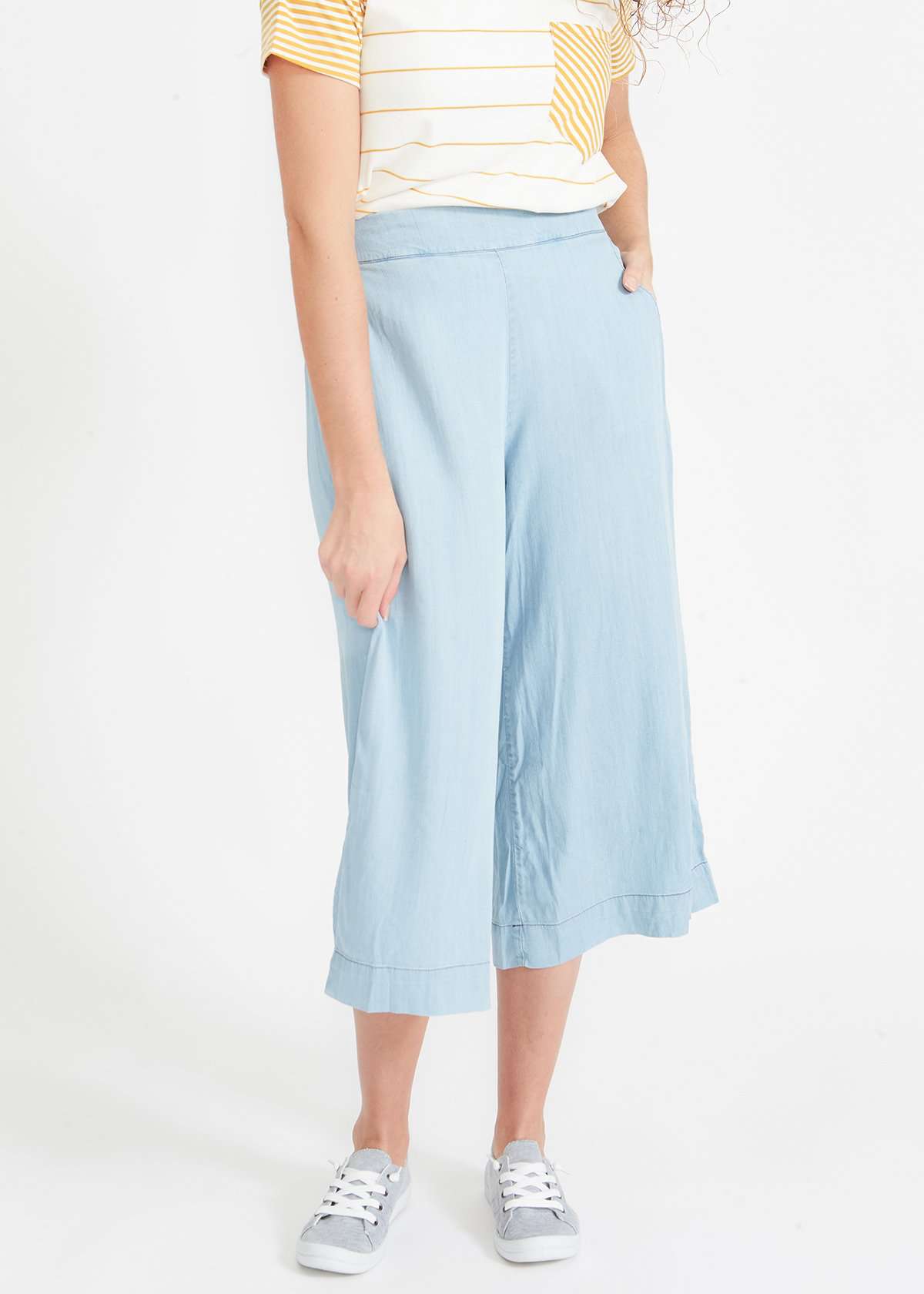 Washed Chambray Style Culottes FF Layering Essentials