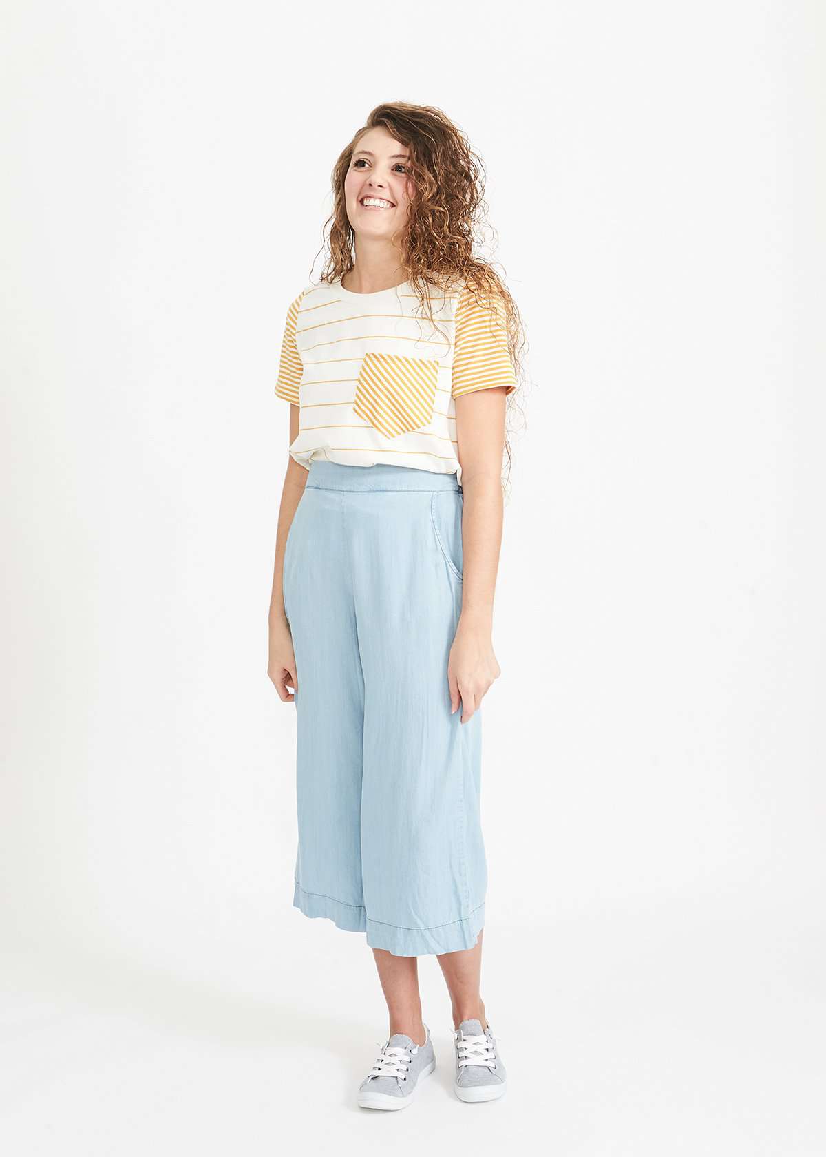 Washed Chambray Style Culottes Layering Essentials