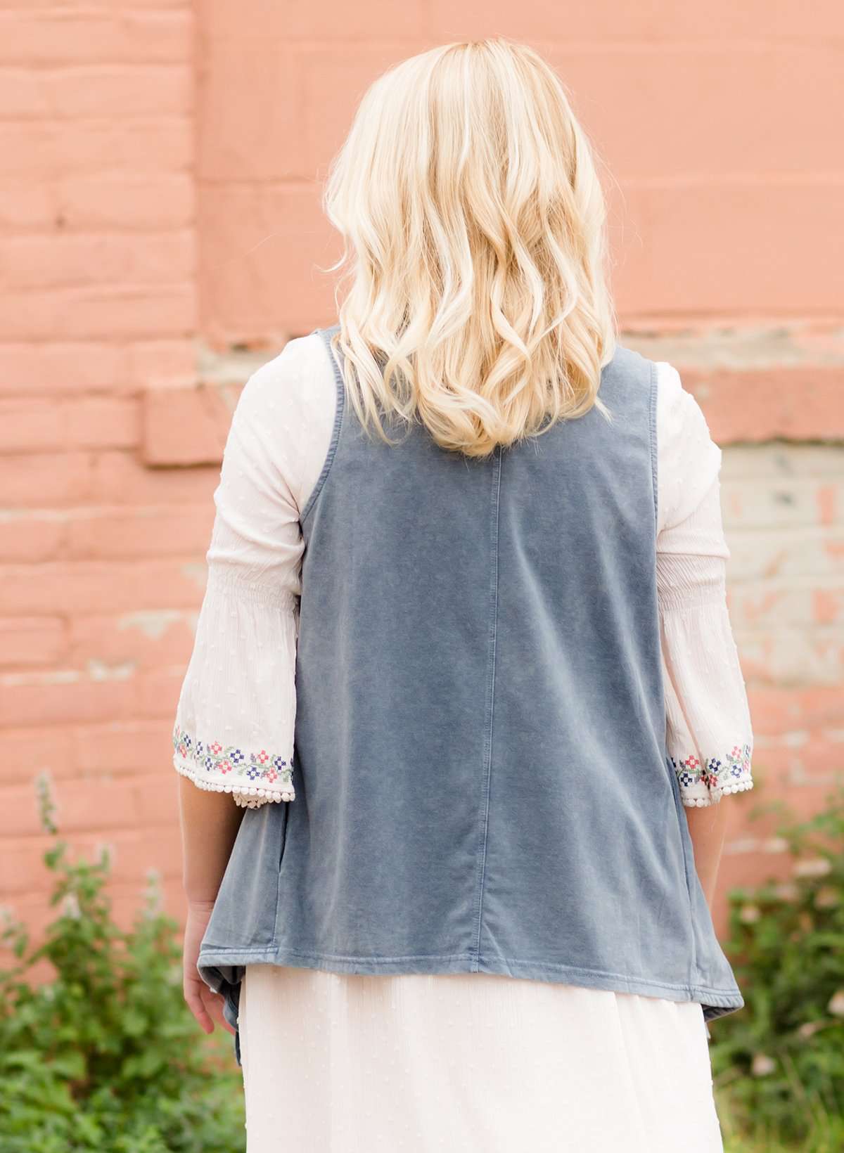 Washed Drape Vest FF Tops