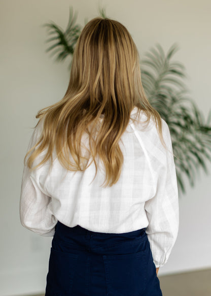 White Cotton Button Up Blouse - FINAL SALE FF Tops