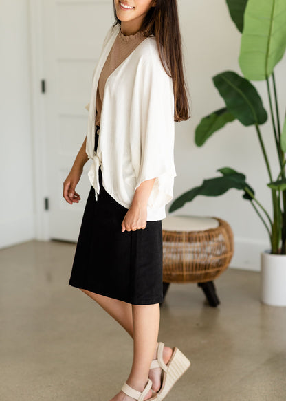 White Linen Kimono Tie Top - FINAL SALE Tops