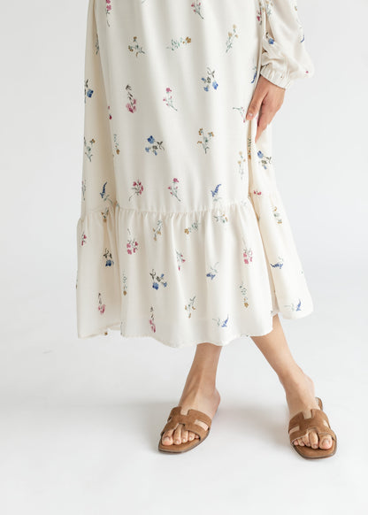 Wildflower Long Sleeve Belted Midi Dress FF Dresses