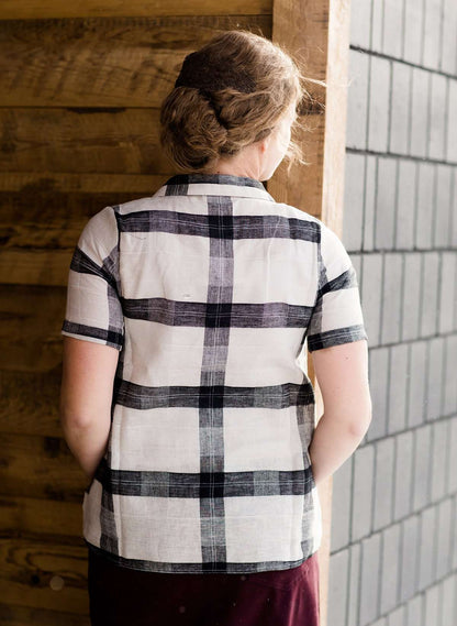 Windowpane Collared Top FF Tops