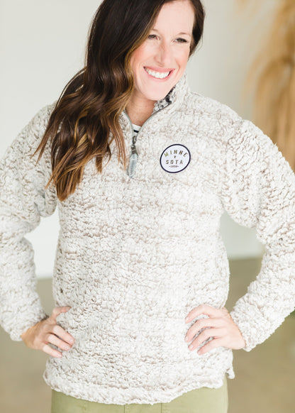 Women's Mocha Lutsen 1/4 Zip Sherpa - FINAL SALE FF Tops