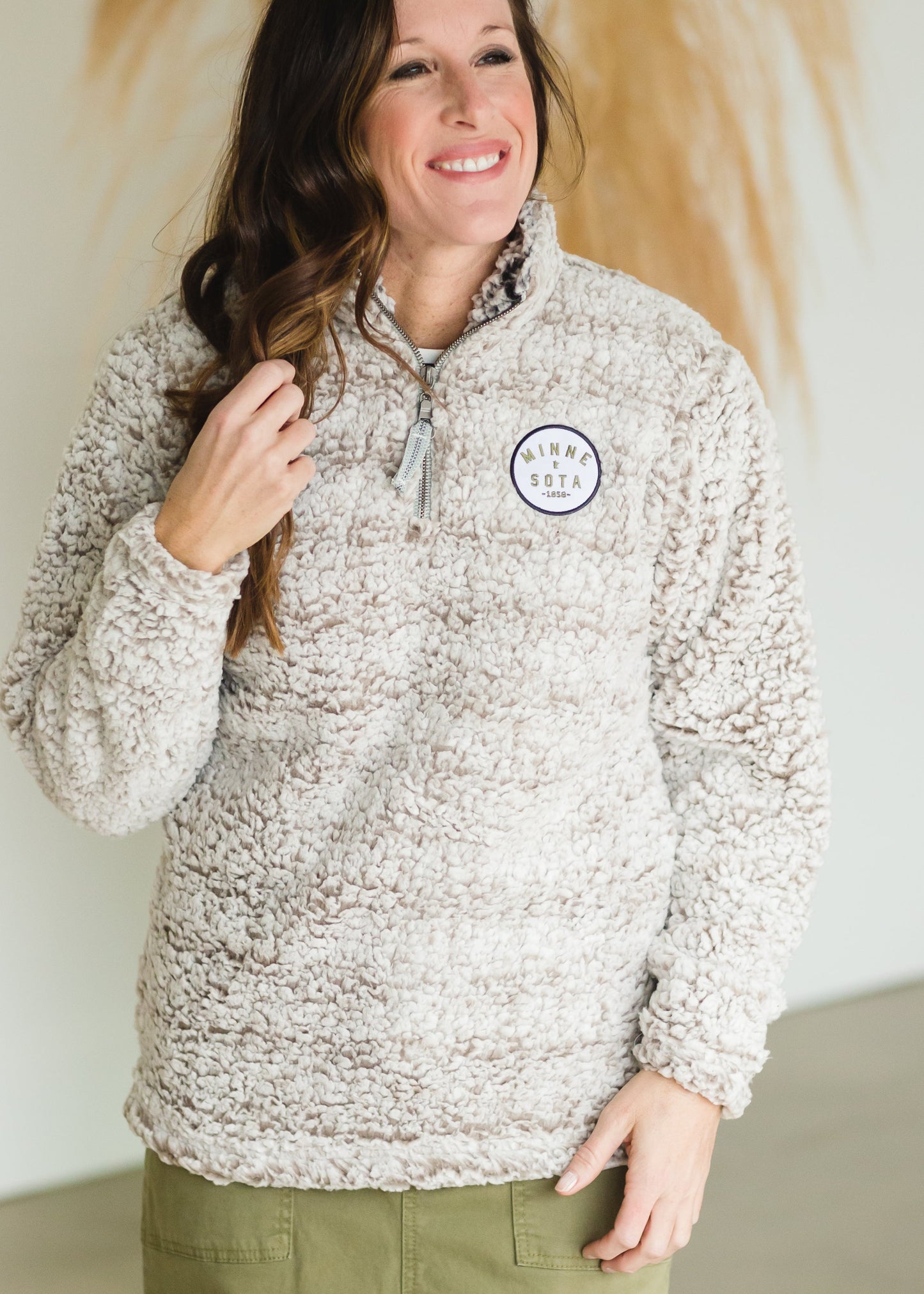 Women's Mocha Lutsen 1/4 Zip Sherpa - FINAL SALE FF Tops