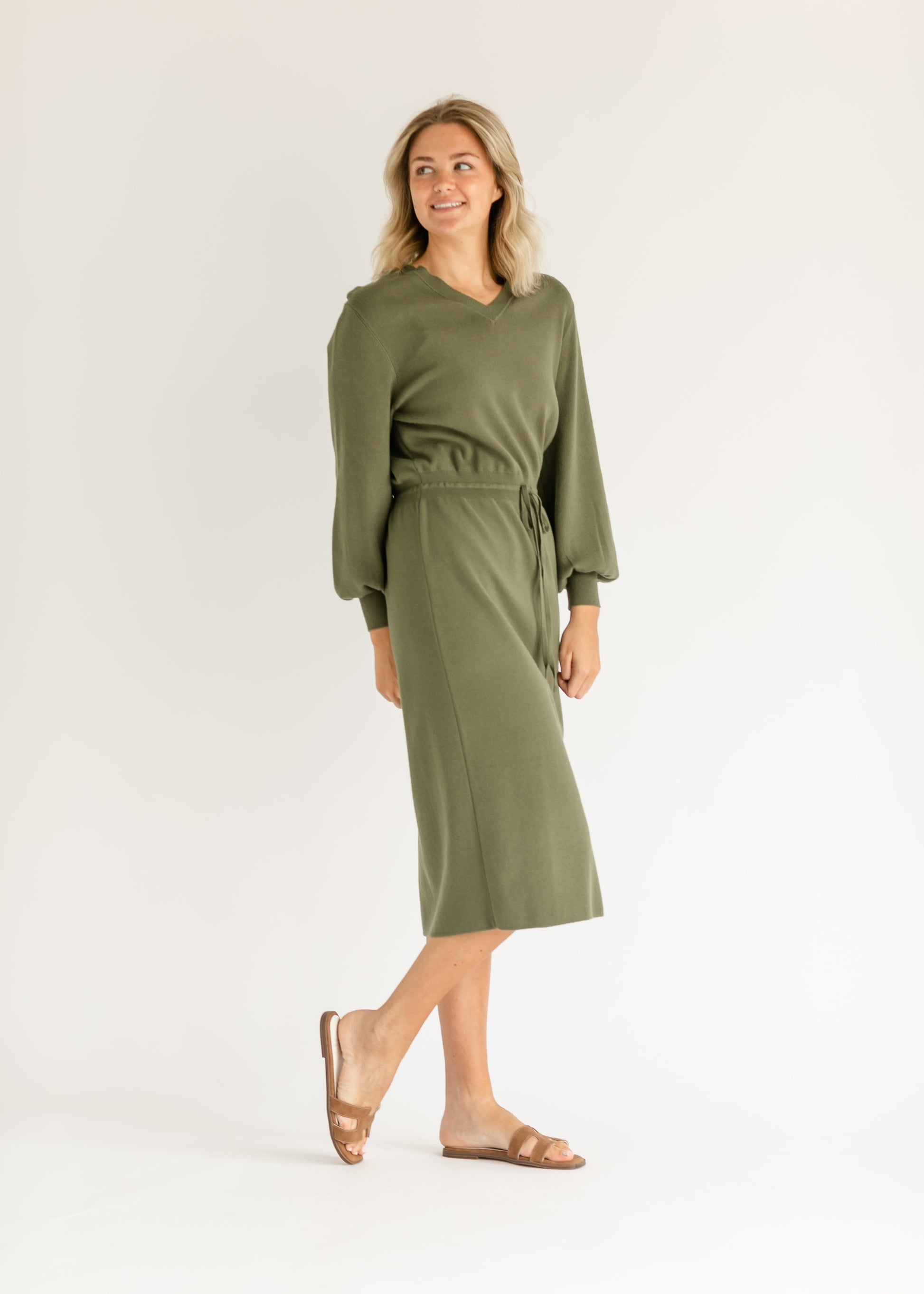 Wren Long Sleeve V-Neck Sweater Dress IC Dresses