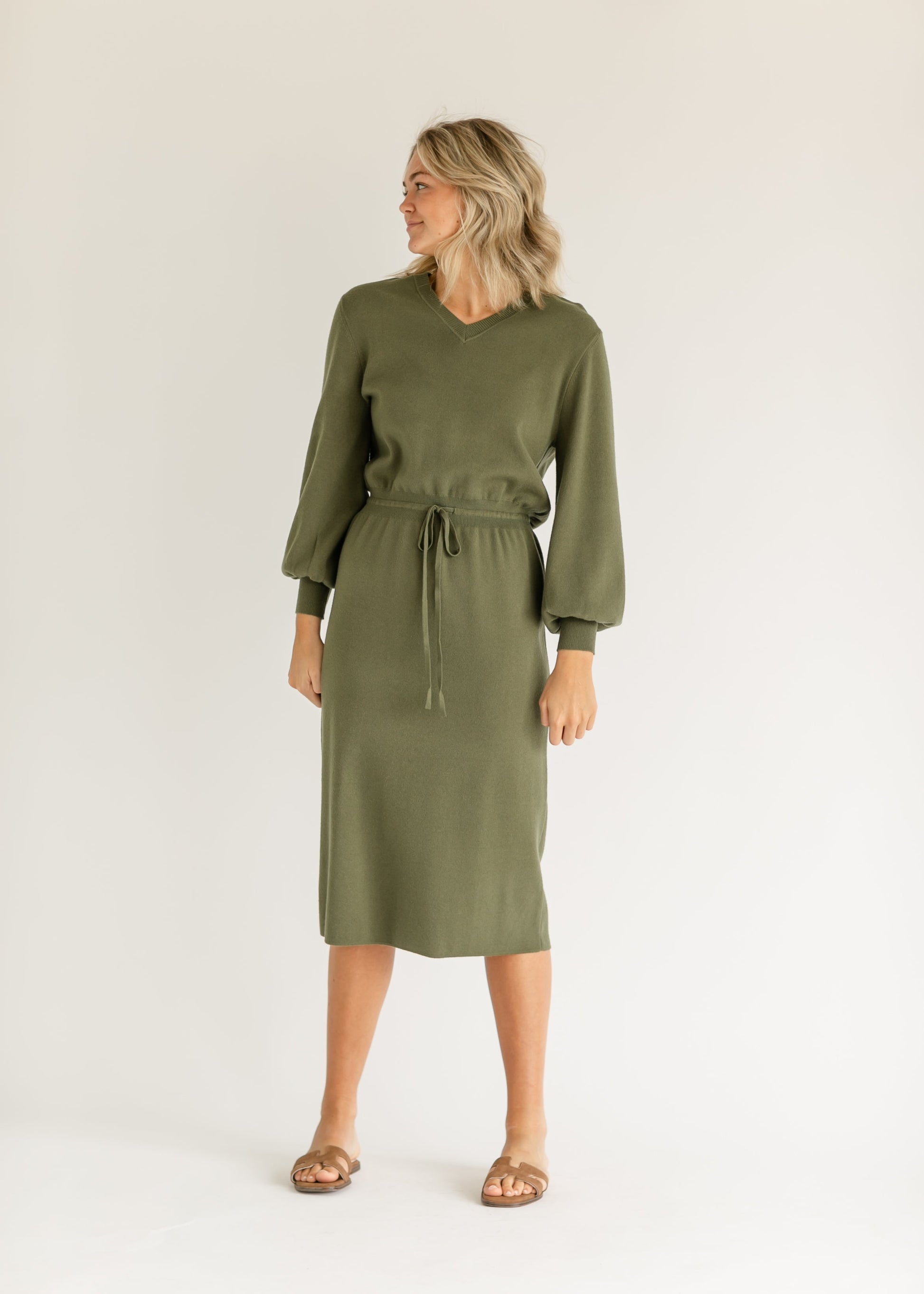 Wren Long Sleeve V-Neck Sweater Dress IC Dresses