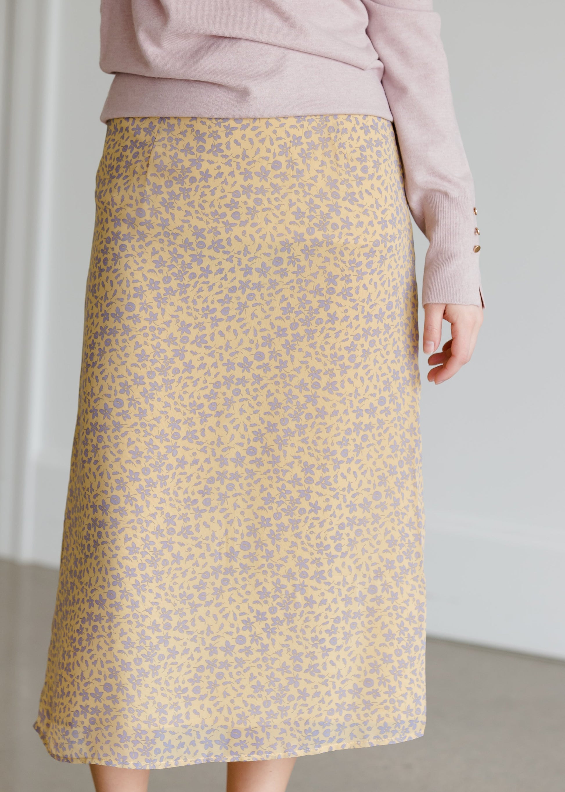 Yellow Floral Midi Skirt - FINAL SALE FF Skirts