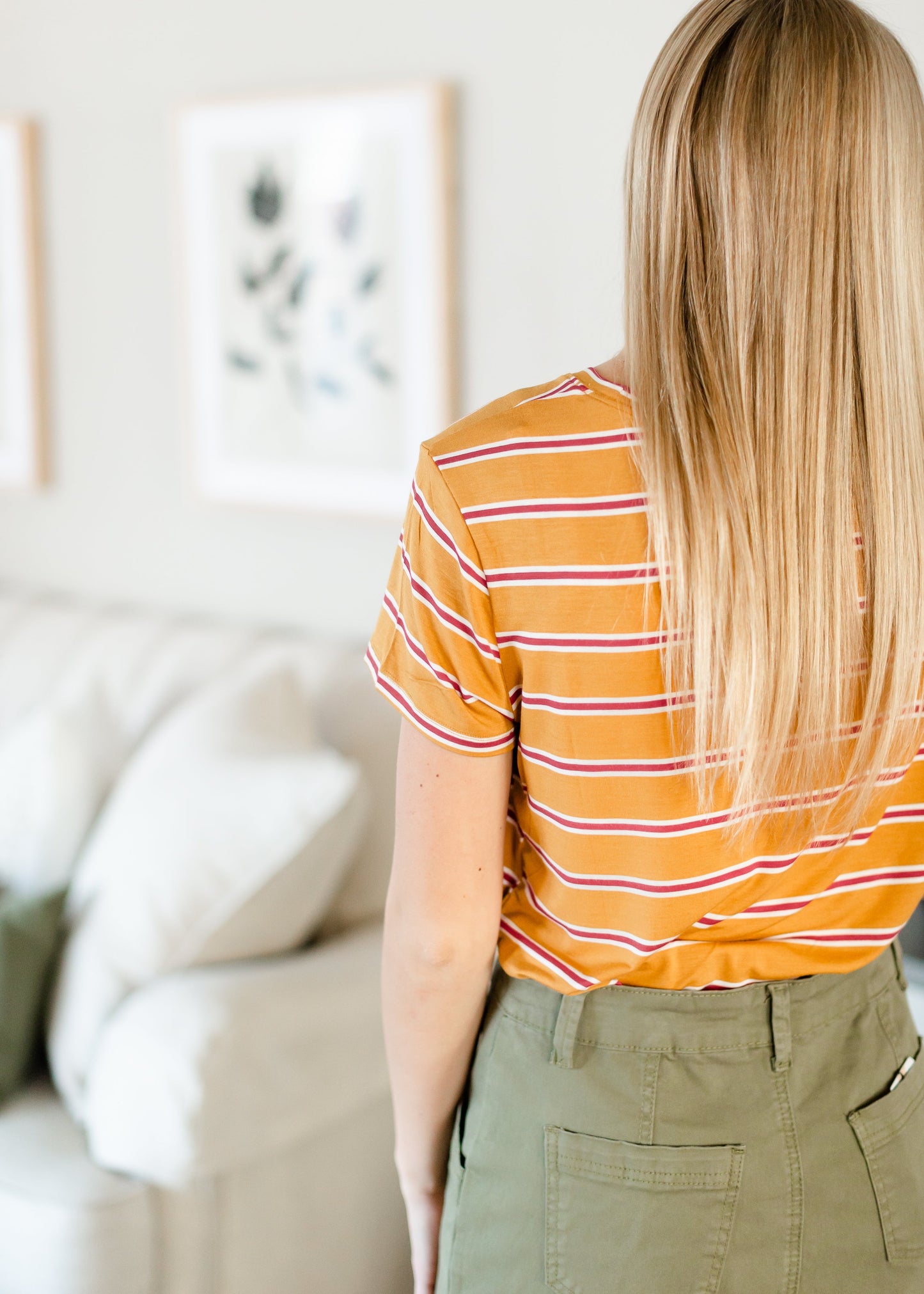 Yellow + Red Striped Basic Tee - FINAL SALE FF Tops