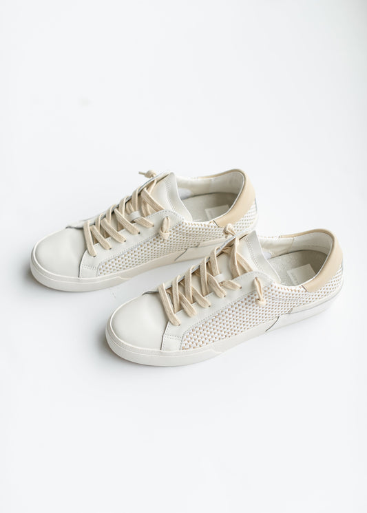 Zina Tan + Cream Raffia Sneaker Shoes