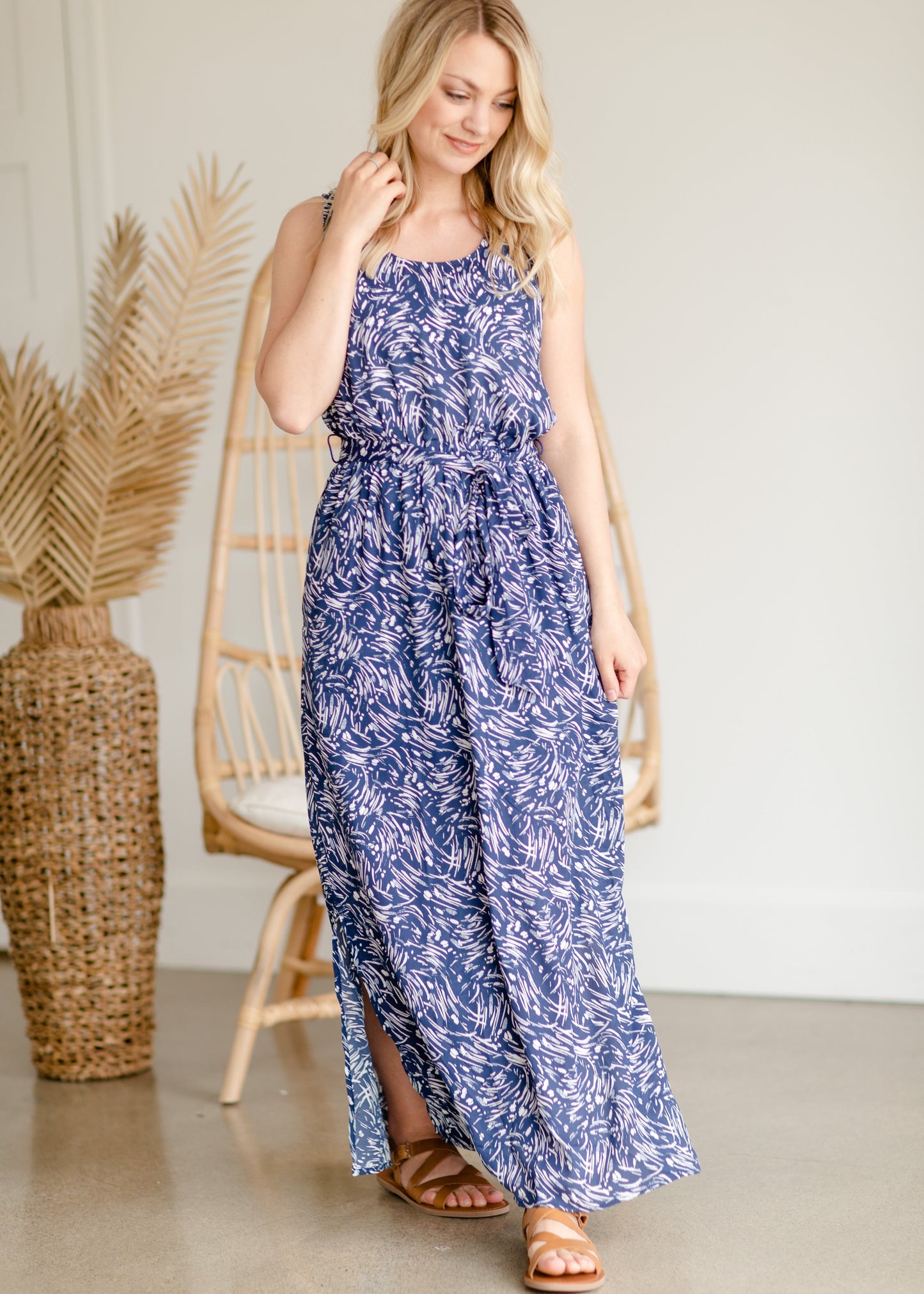 Abstract Print Navy Maxi Dress - FINAL SALE Dresses