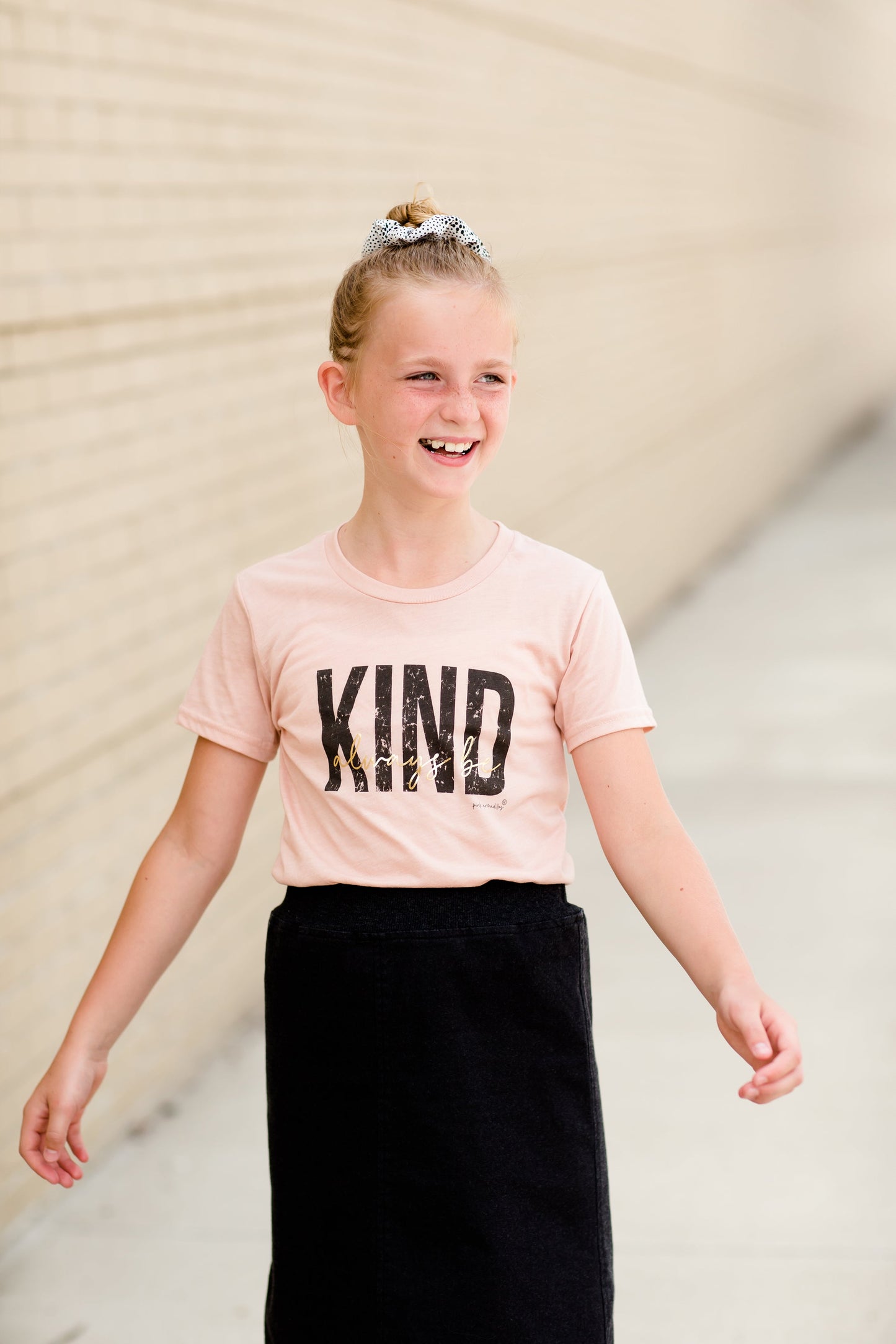 Girls Peach Graphic Tee