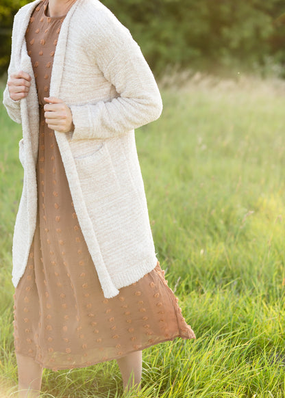 Amaya Cozy Long Taupe Cardigan - FINAL SALE Layering Essentials