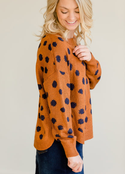 Animal Polka Dot Knit Sweater - FINAL SALE Tops