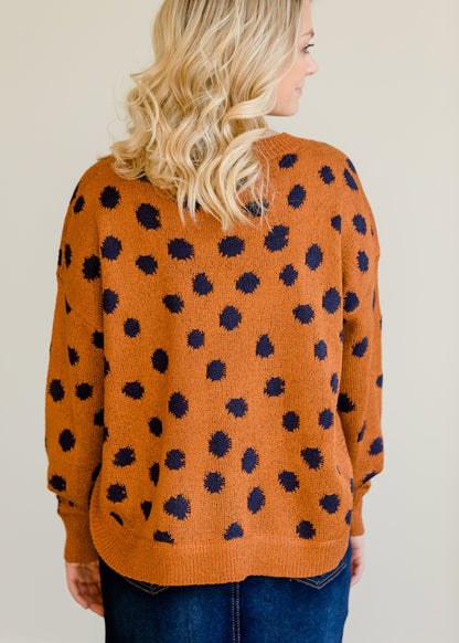 Animal Polka Dot Knit Sweater - FINAL SALE Tops