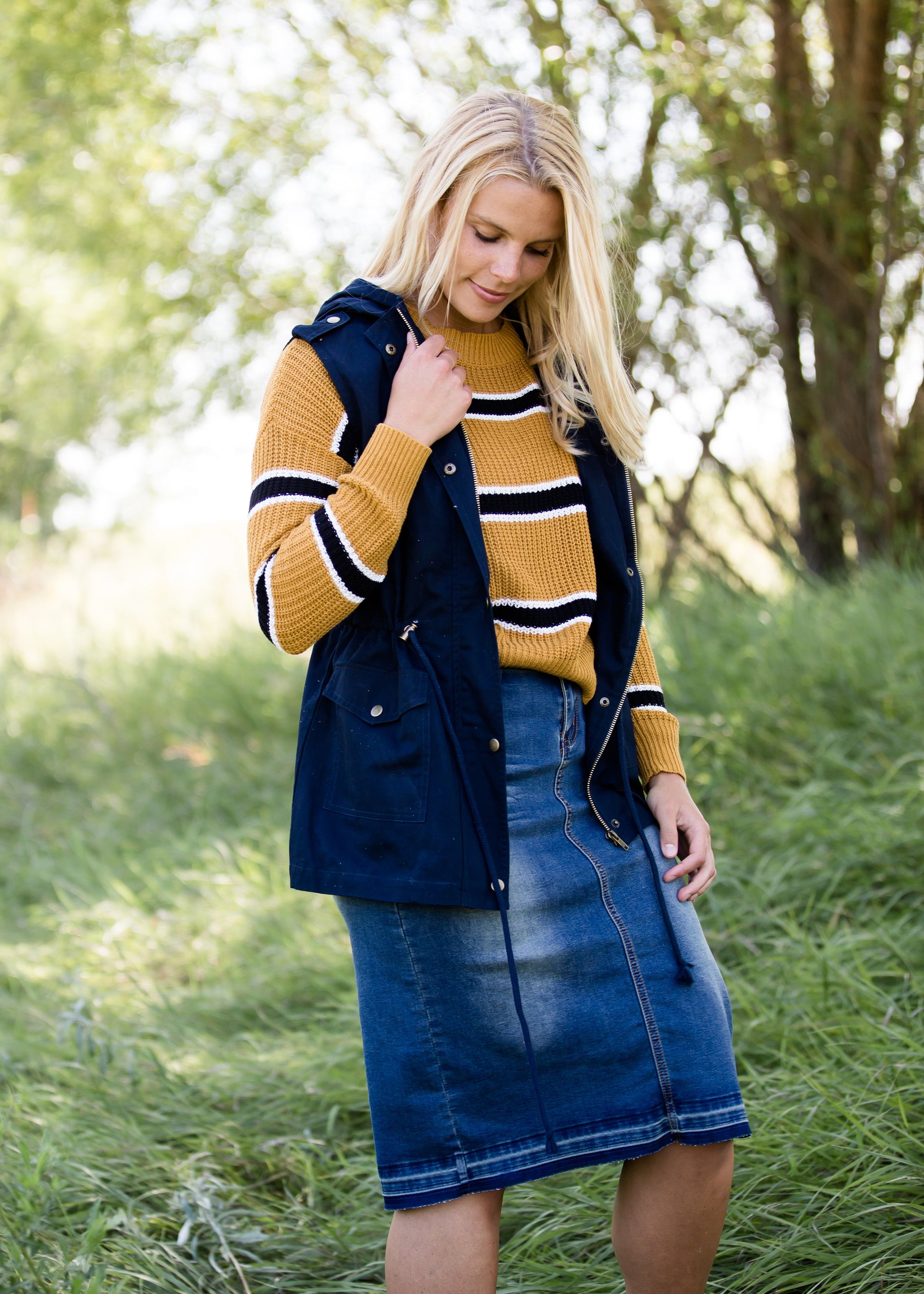 navy anorak hooded vest