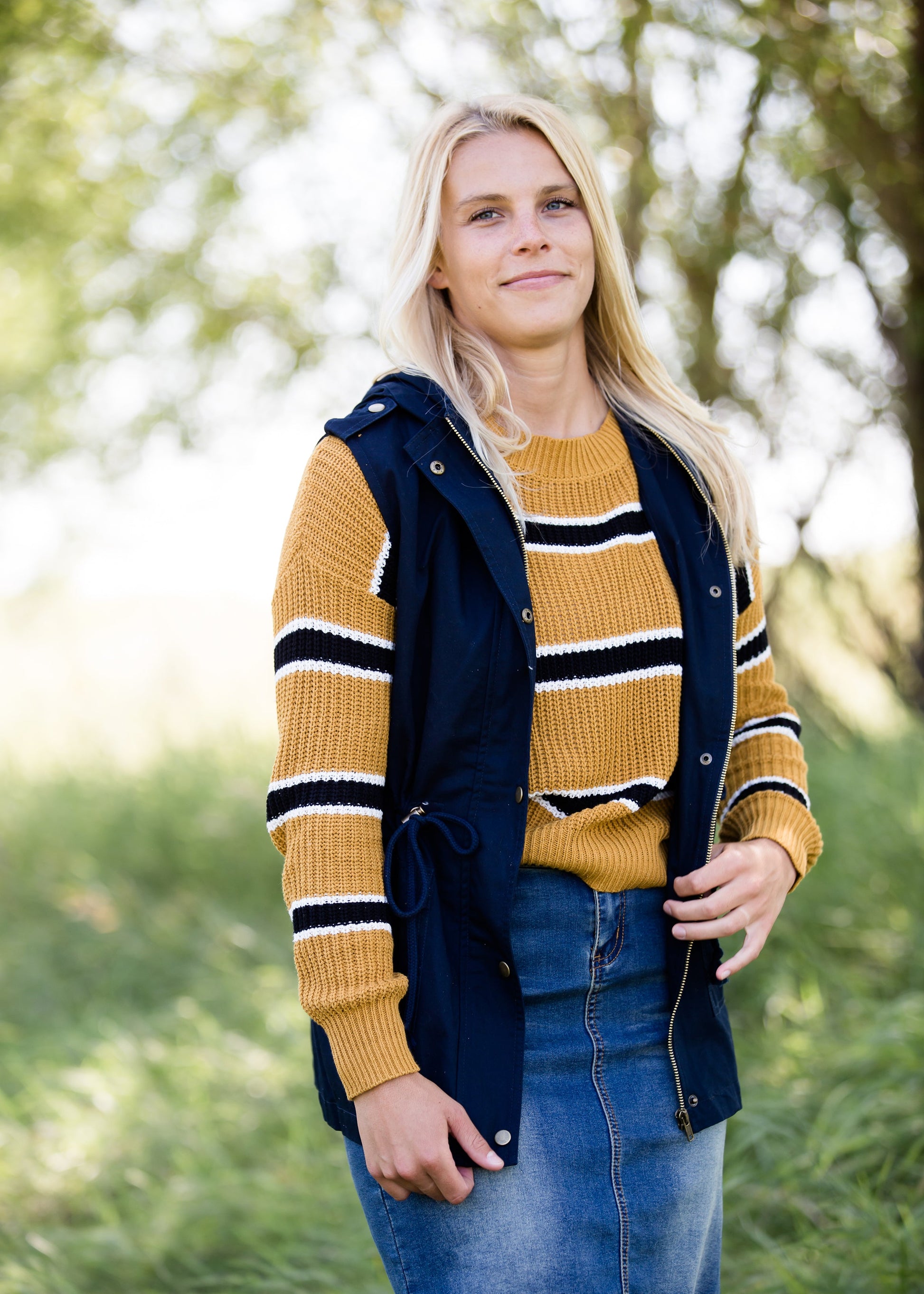 navy anorak hooded vest