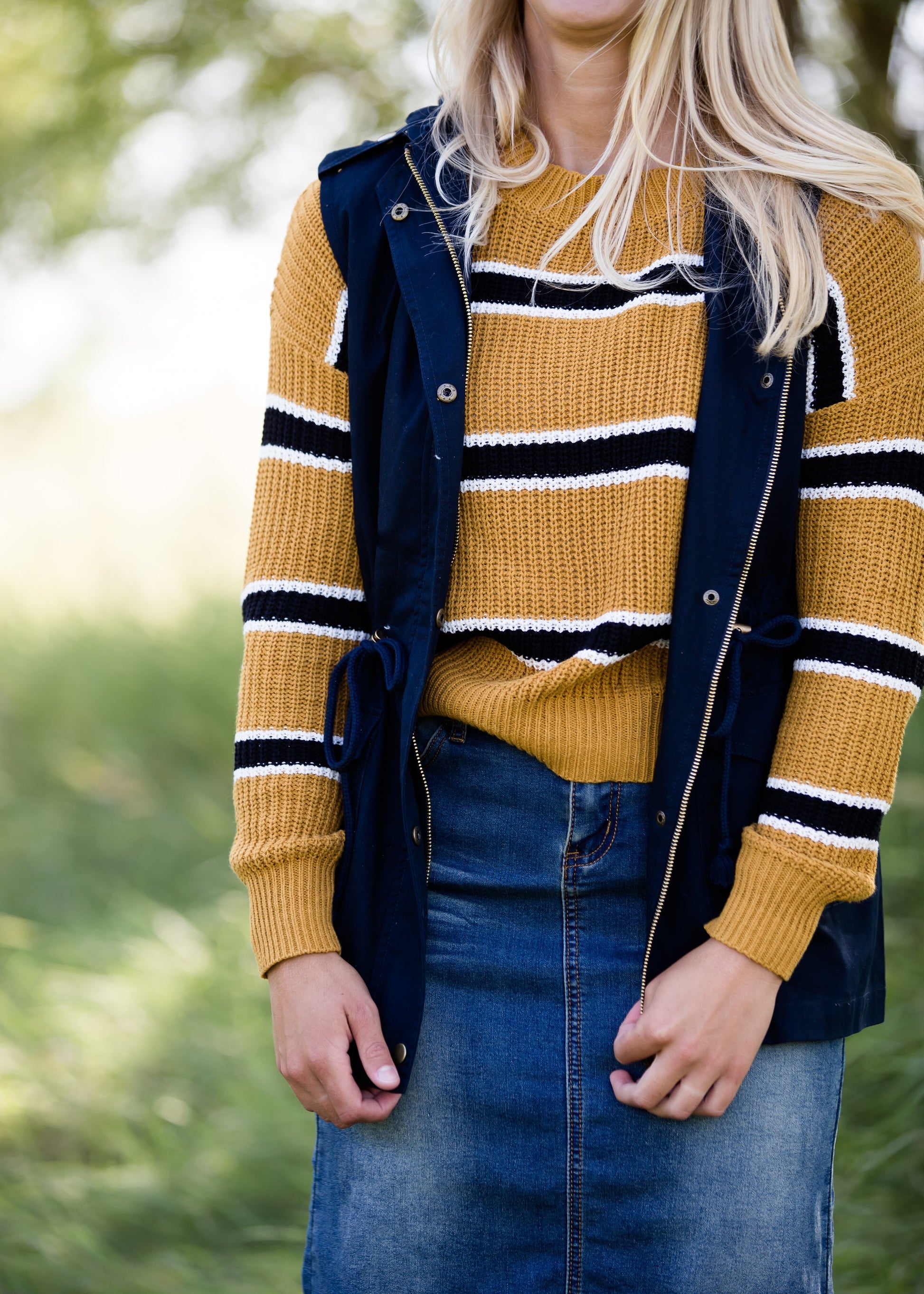 navy anorak hooded vest