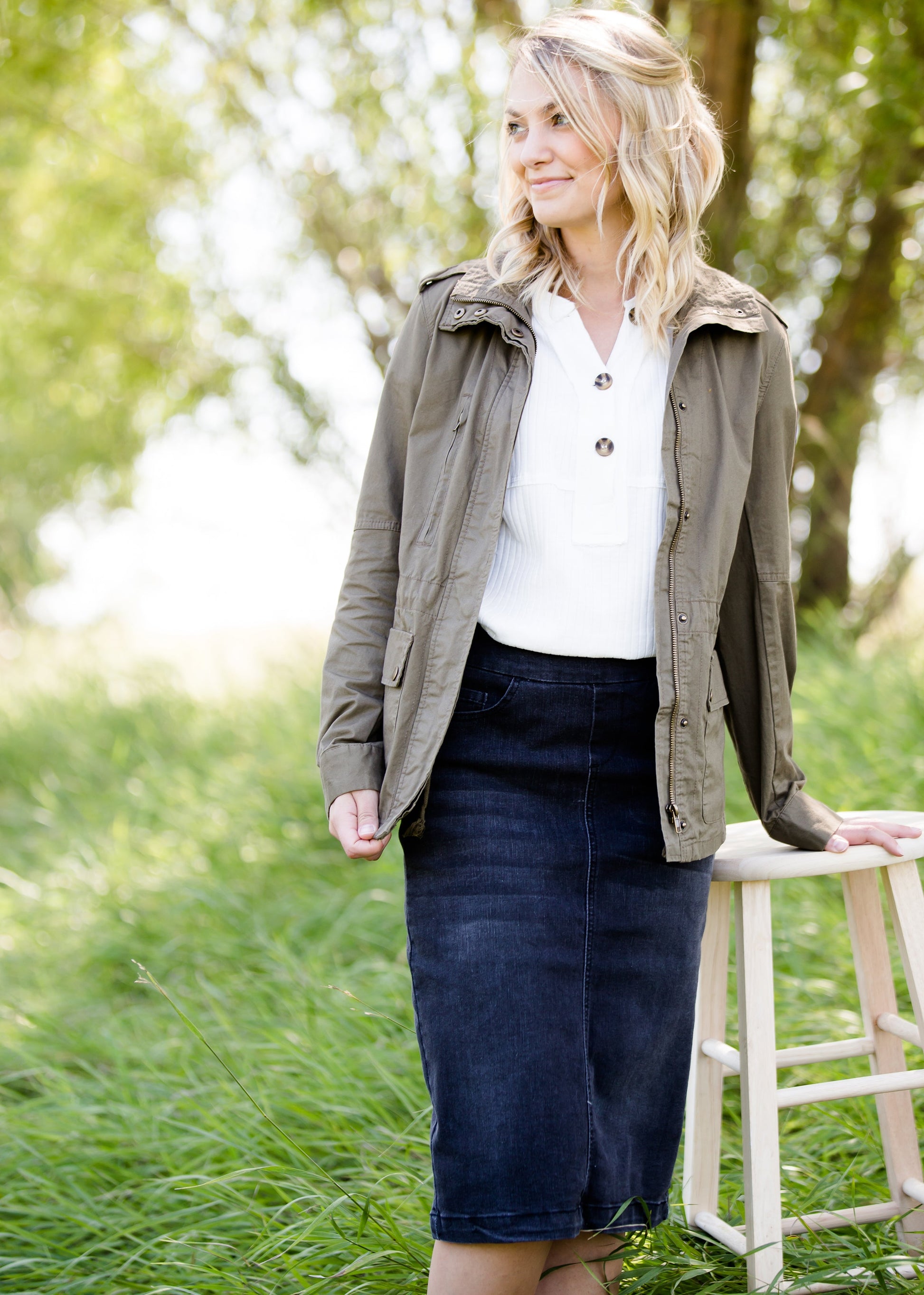 olive colored anorak military jacket