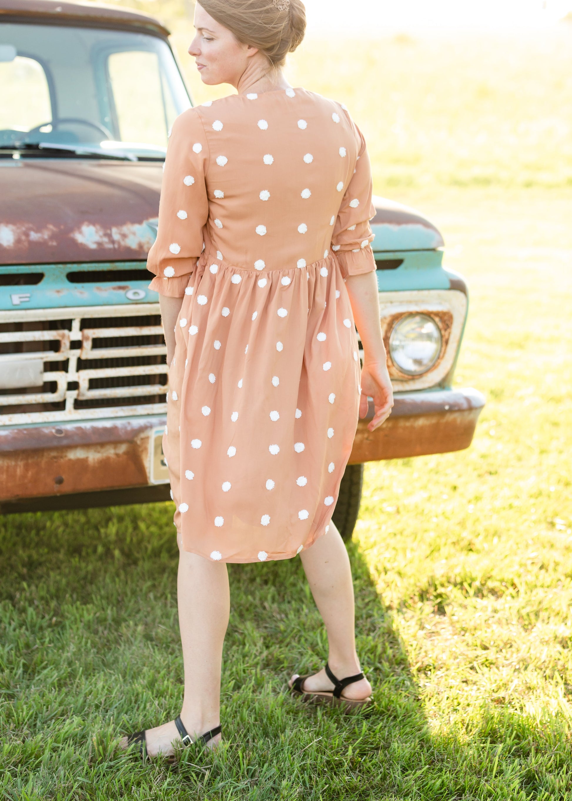 Apricot Swiss Dot Midi Dress - FINAL SALE Dresses