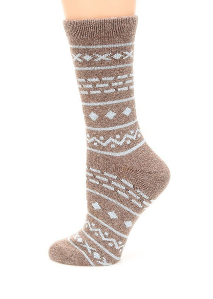 Aztec Crew Length Socks Accessories MirMaru Brown