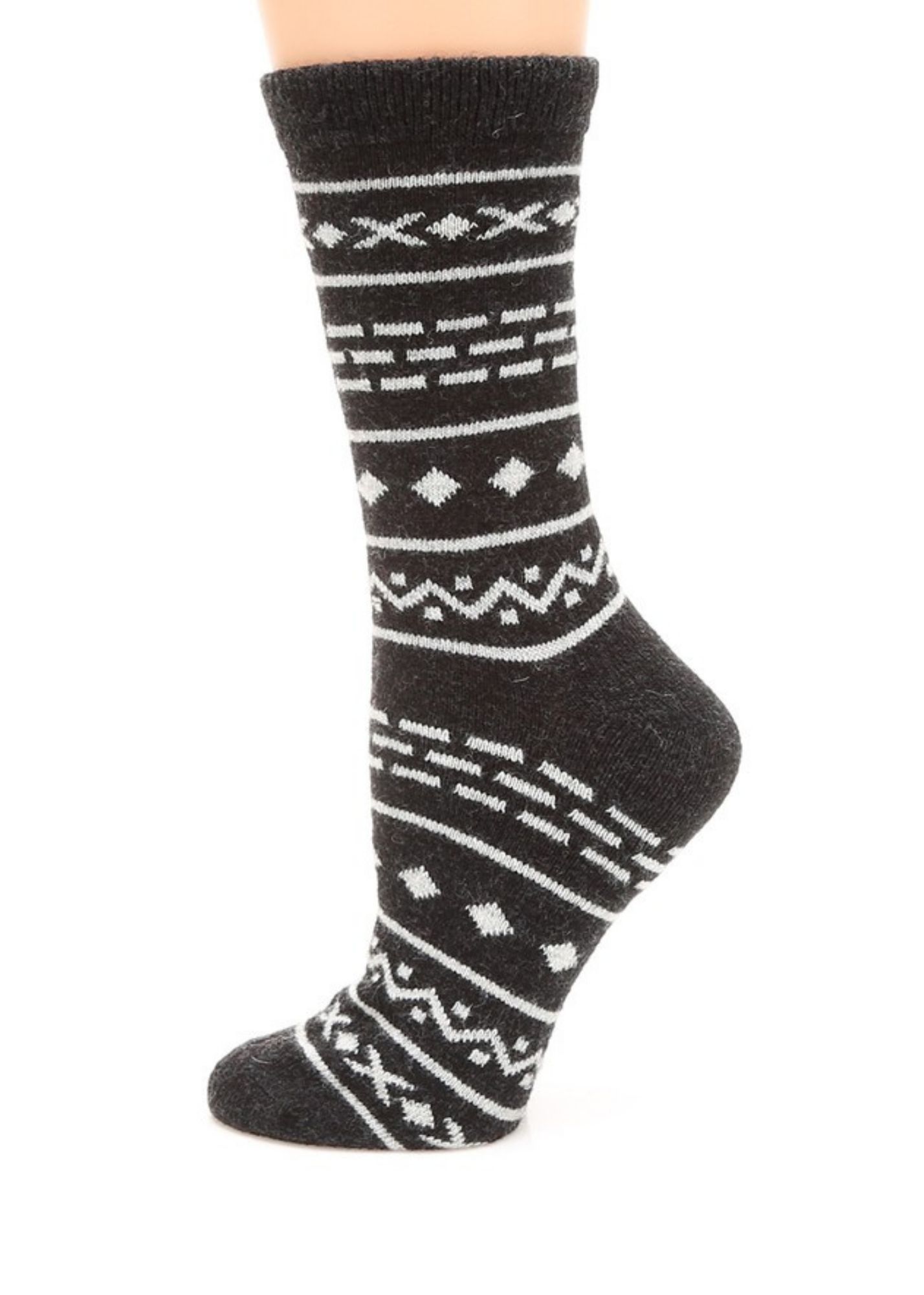 Aztec Crew Length Socks Accessories MirMaru Charcoal