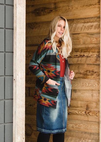 Aztec Tribal Print Open Cardigan - FINAL SALE Layering Essentials