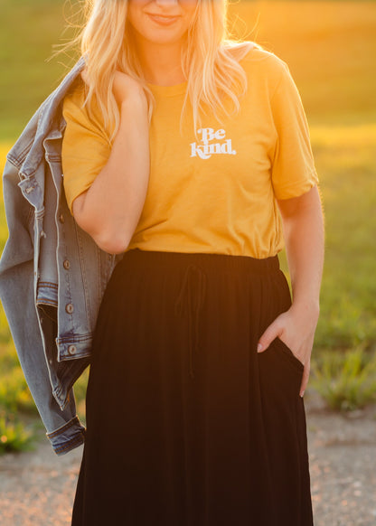 Be Kind Mustard Graphic Tee Tops