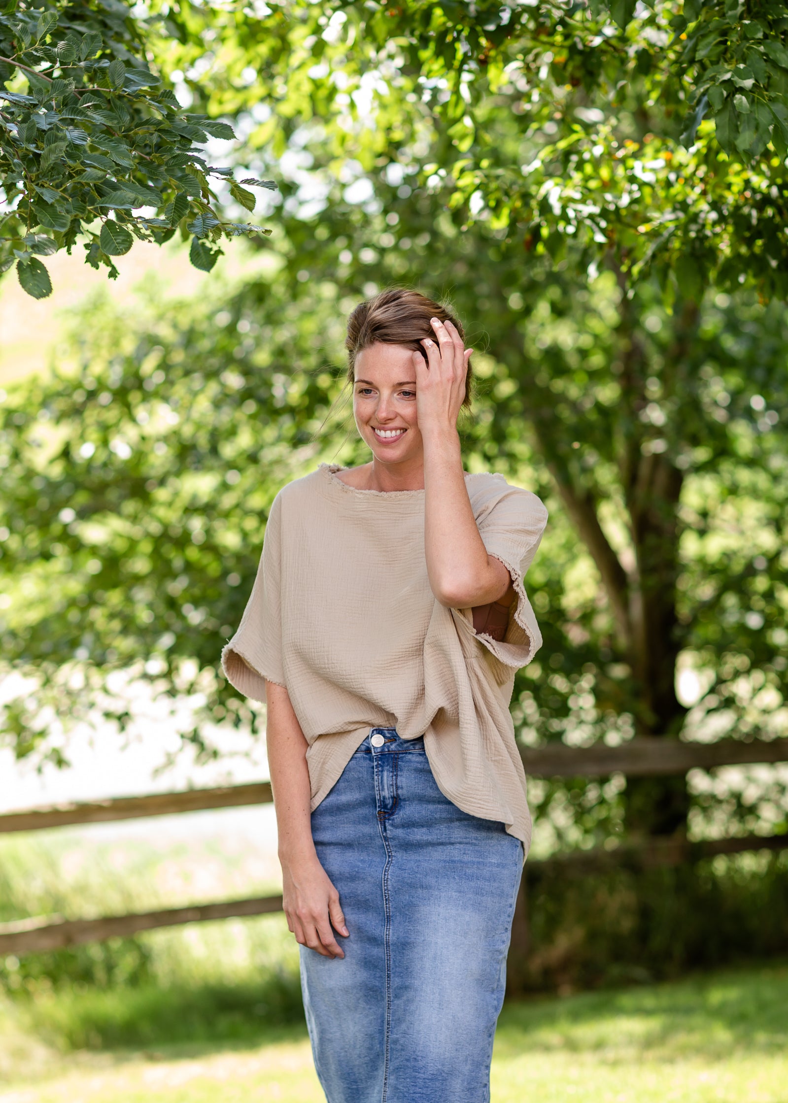 Beige Textured Boat Neck Top - FINAL SALE Tops