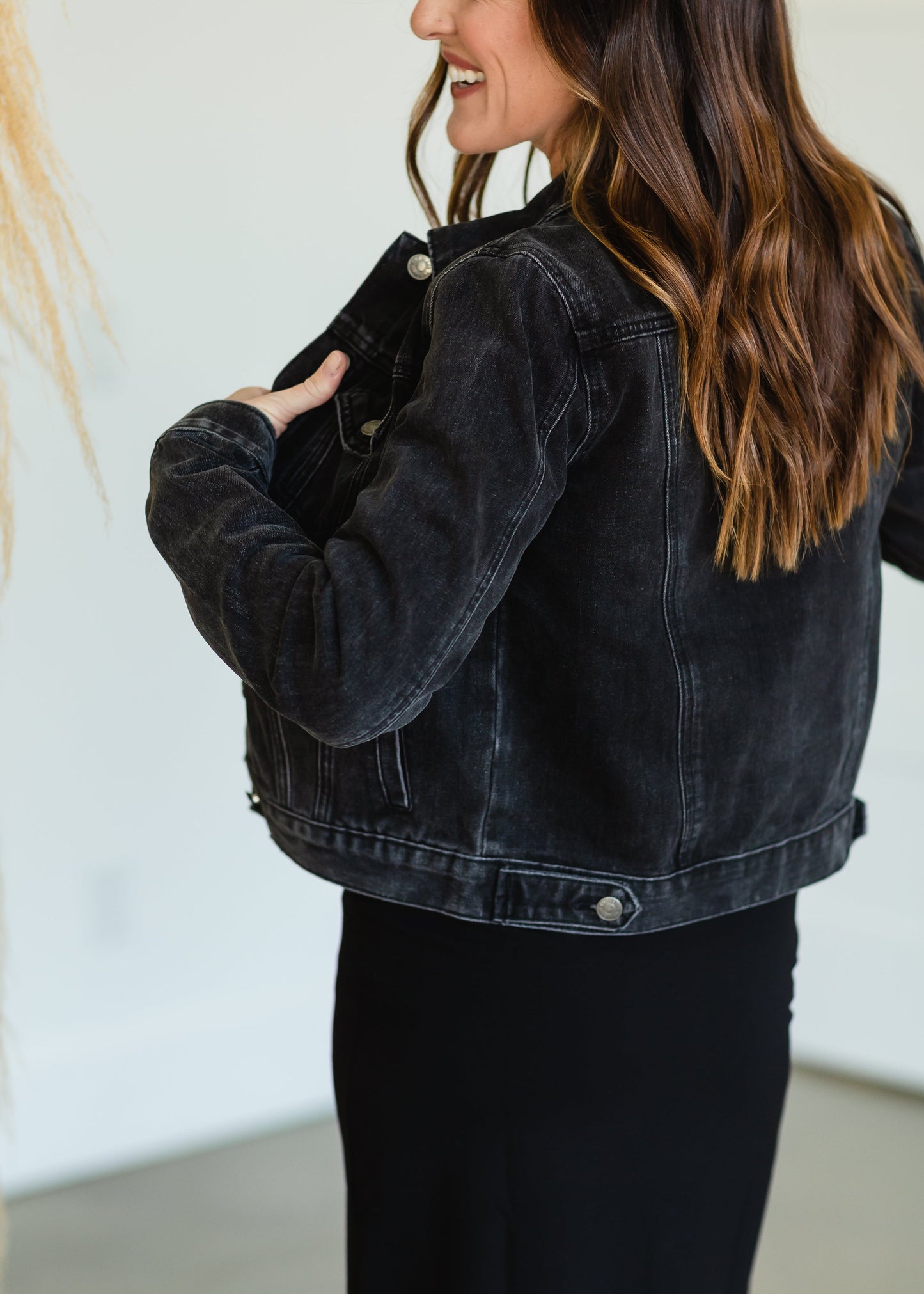 Black Distressed Denim Jacket - FINAL SALE Tops