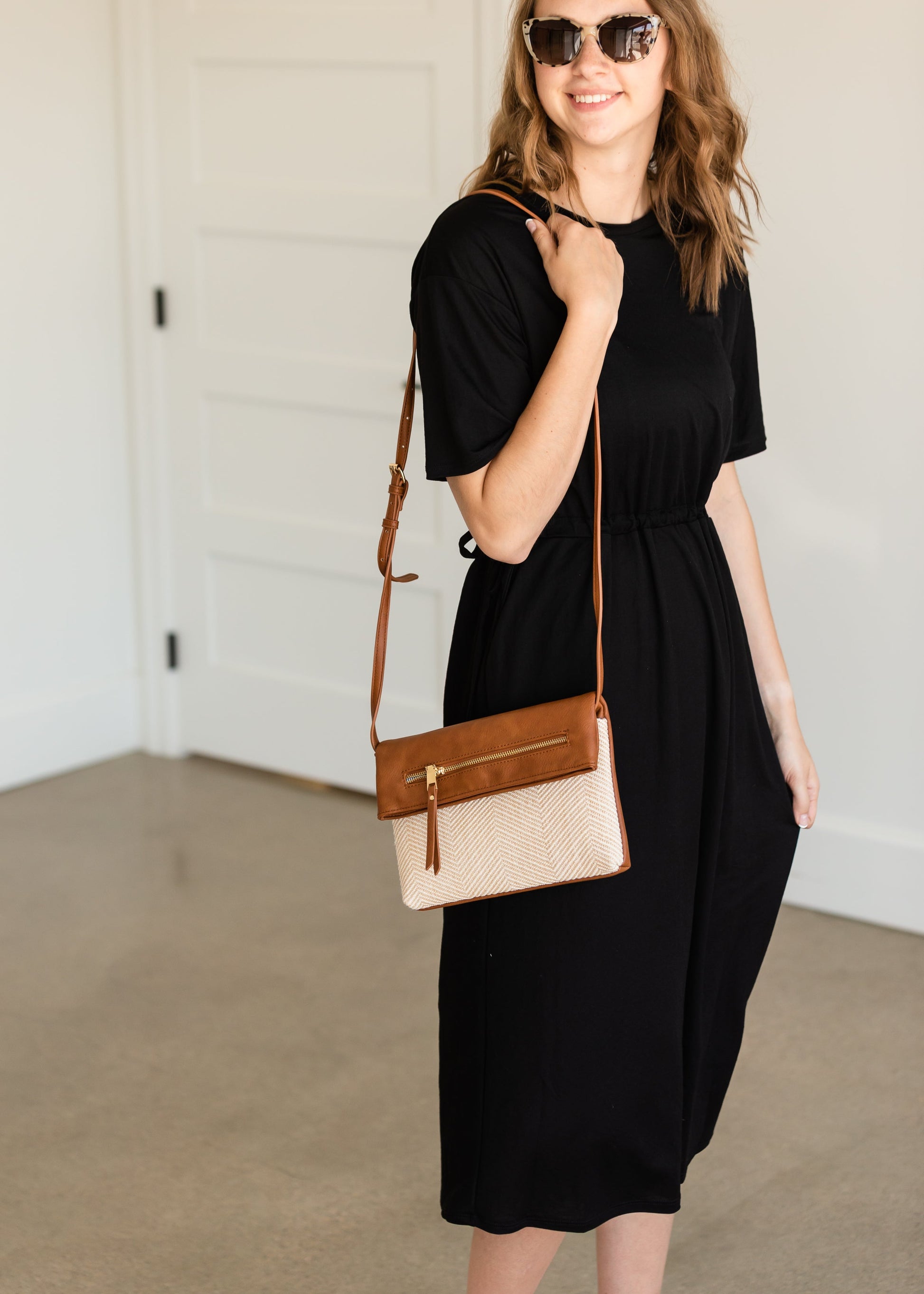 Black Drawstring T-Shirt Midi Dress Dresses