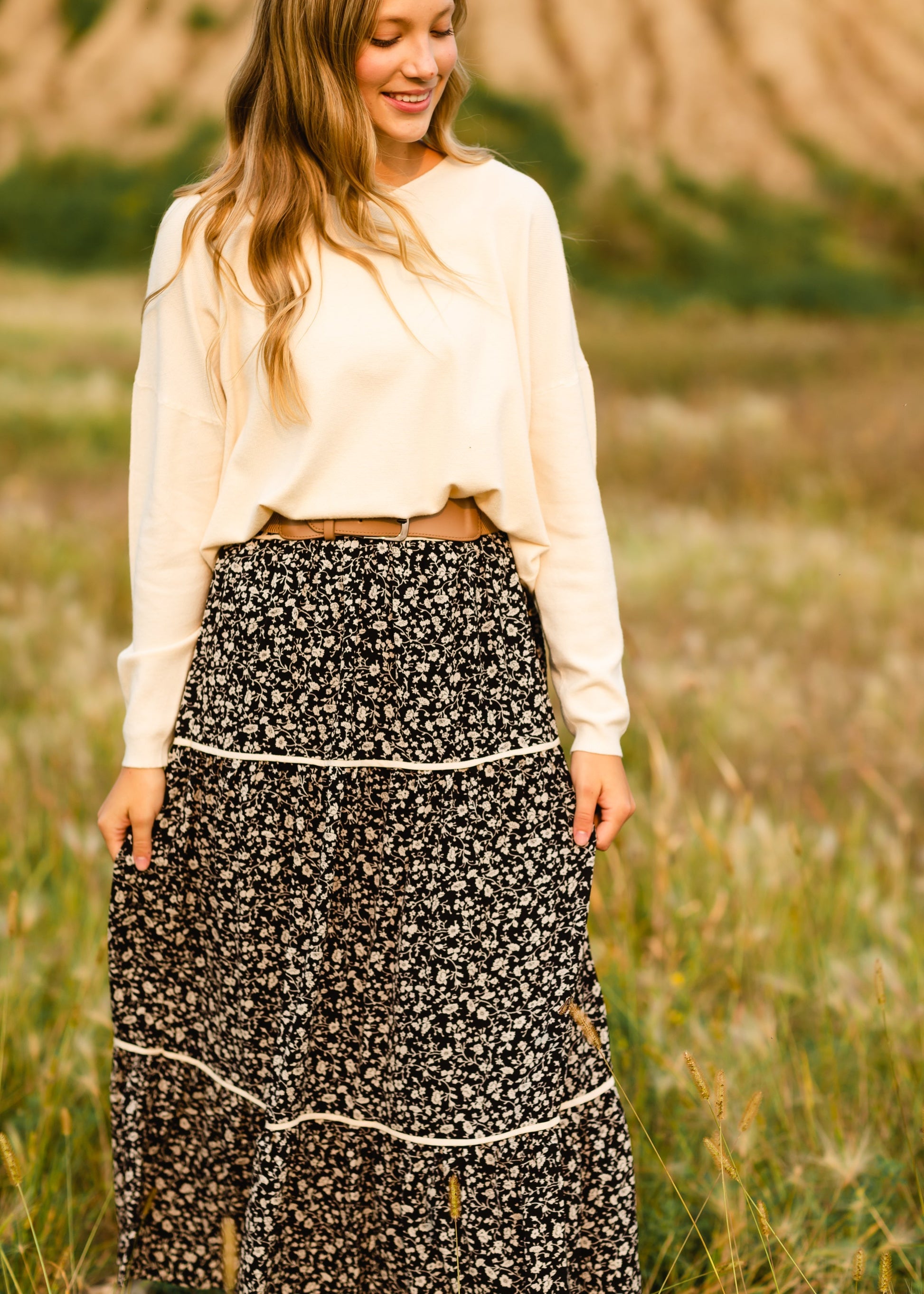 Black Floral Print Maxi Skirt - FINAL SALE Skirts