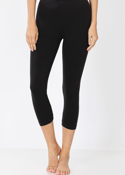 Black Premium Cotton Capri Leggings - FINAL SALE Leggings