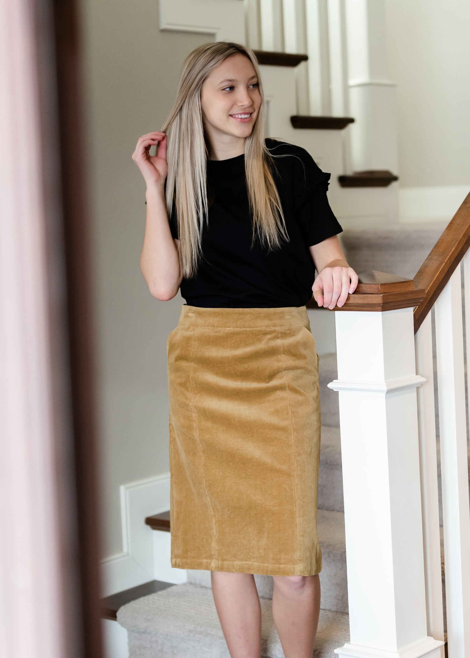 Black Ruffled Shoulder Top Tops