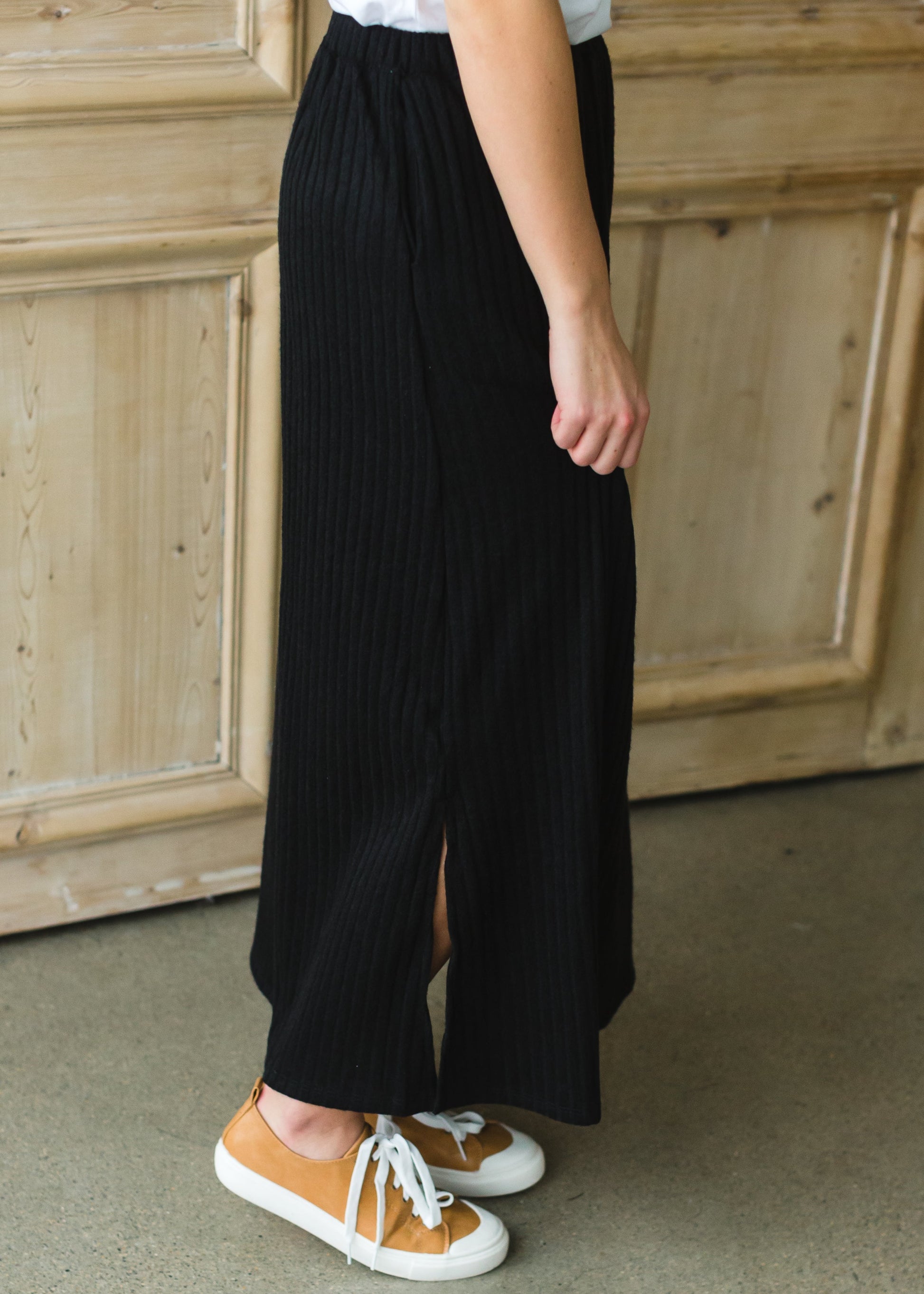 Black Stretch Ribbed Maxi Skirt - FINAL SALE Skirts