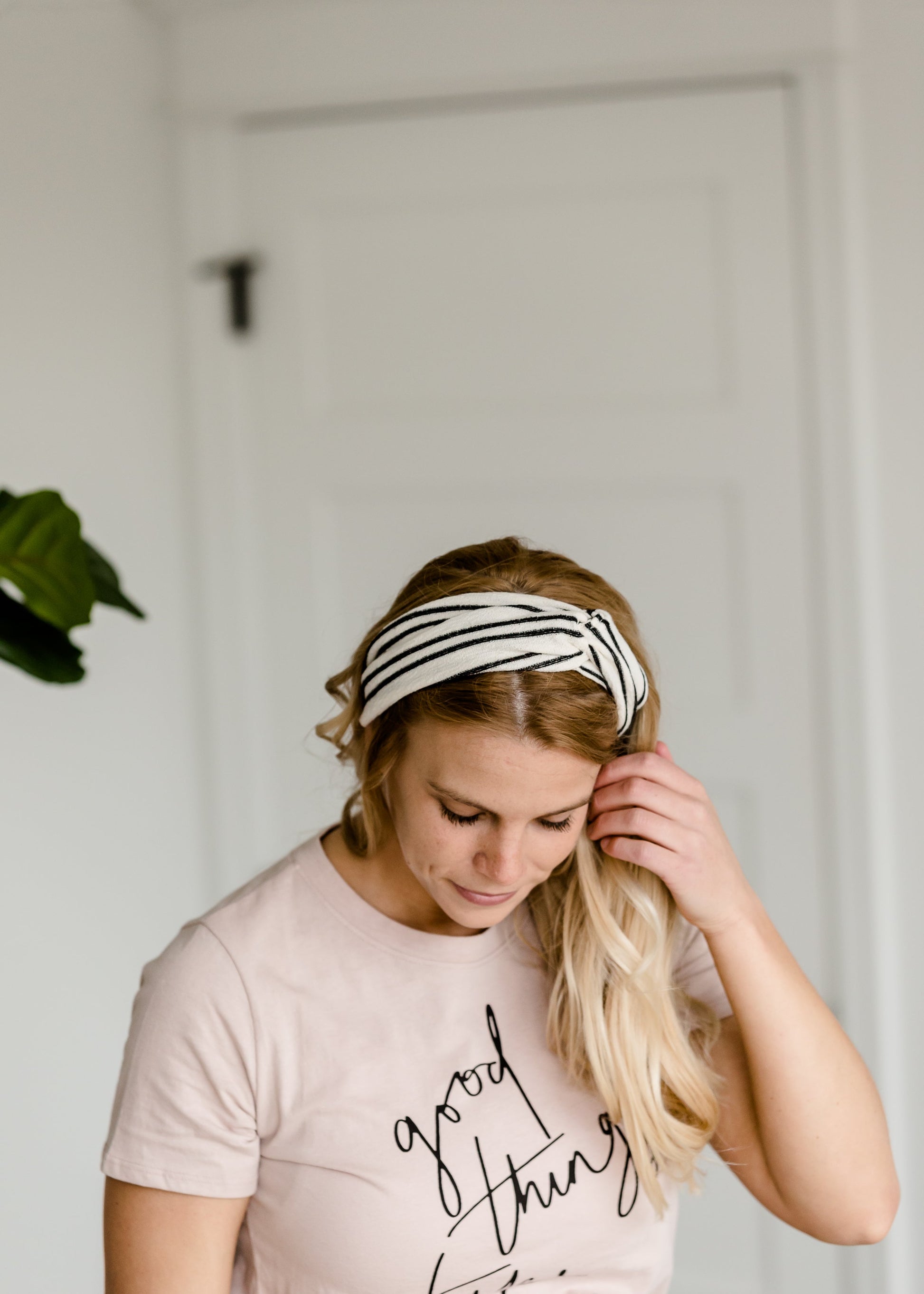 Black Stripe Knotted Headband Accessories