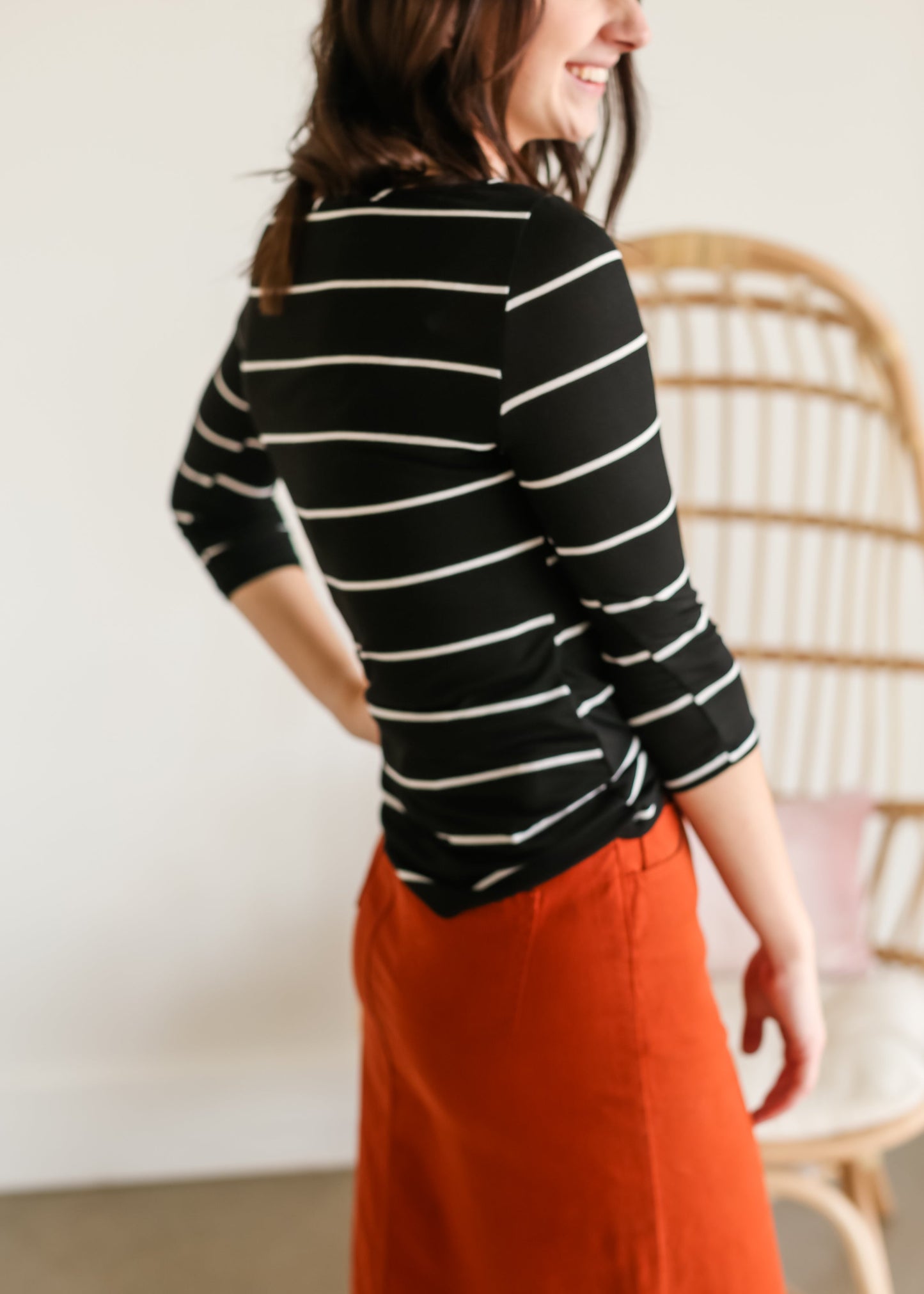 Black Striped Boatneck Top - FINAL SALE Tops