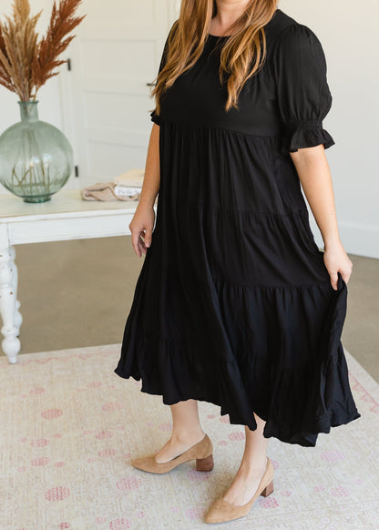 Black Tiered Ruffle Midi Dress - FINAL SALE Dresses