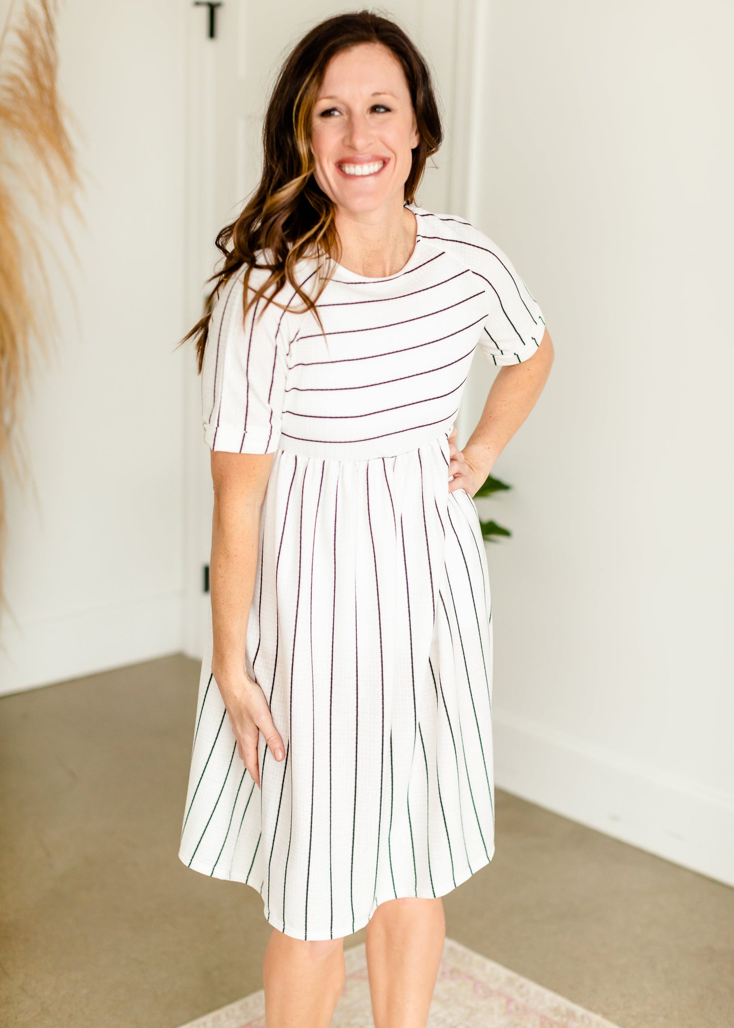 Black + White Mini Stripe Midi Dress - FINAL SALE Dresses