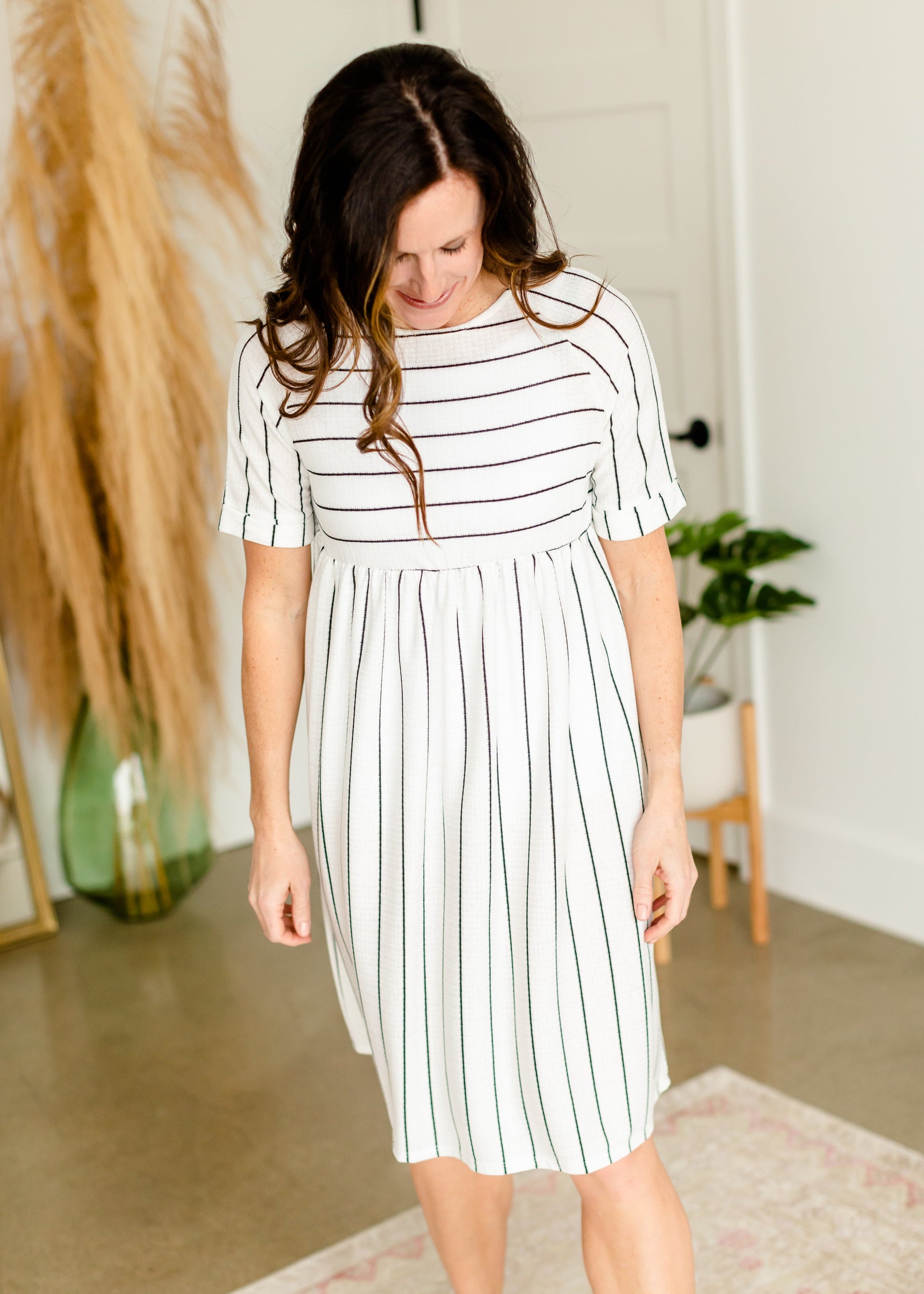 Black + White Mini Stripe Midi Dress - FINAL SALE Dresses