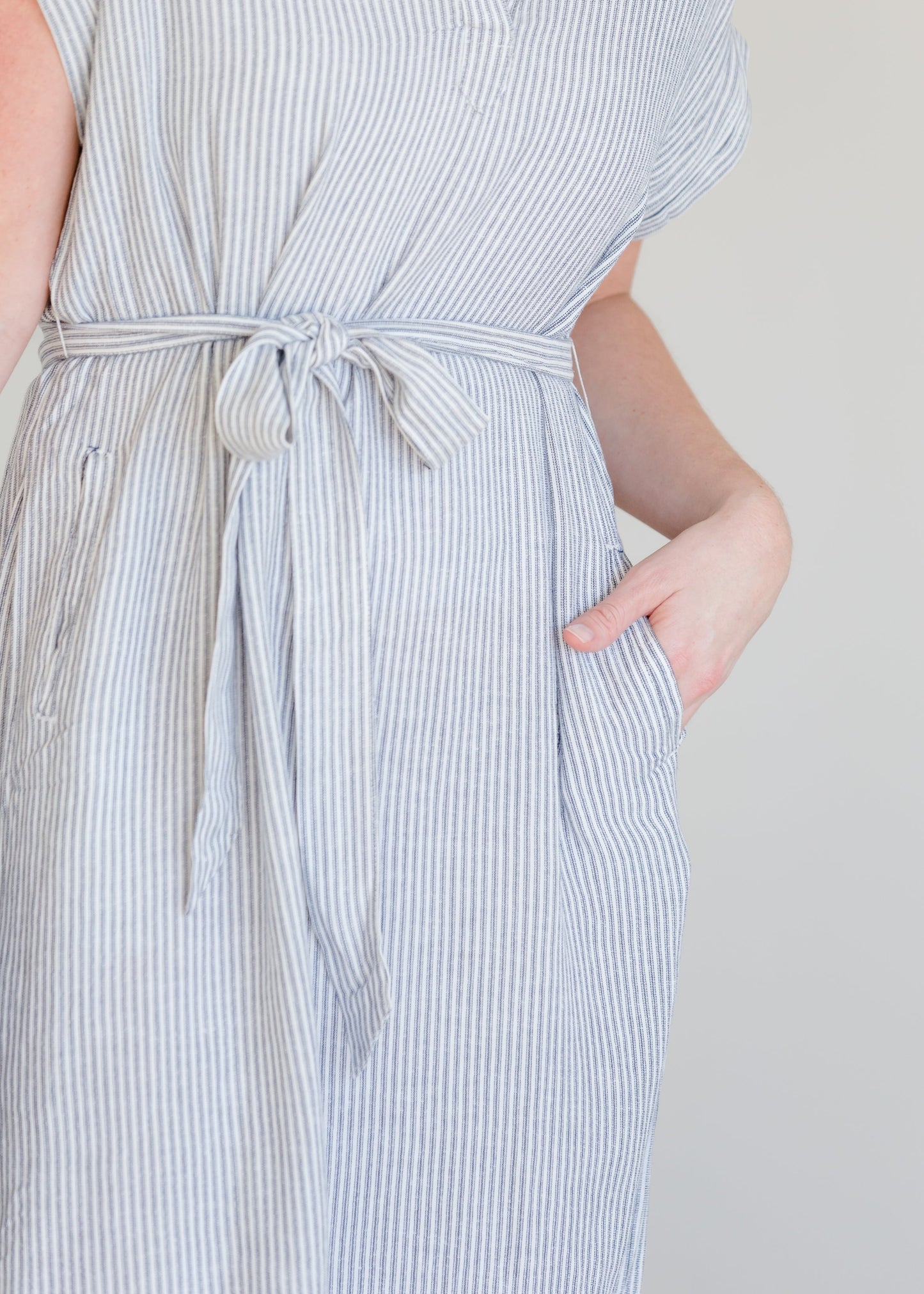 Blue French Stripe Belted Midi Dress - FINAL SALE Dresses