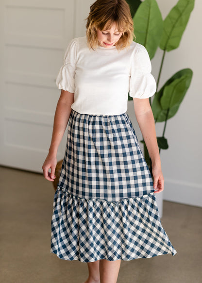 Blue Gingham Midi Skirt - FINAL SALE Skirts