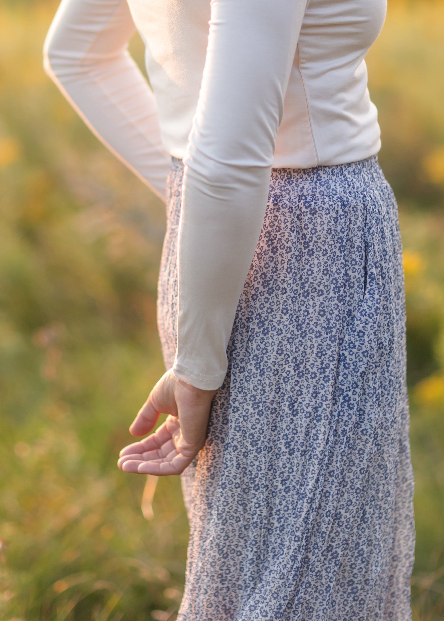 Blue Mirage Floral Maxi Skirt Skirts Mikarose