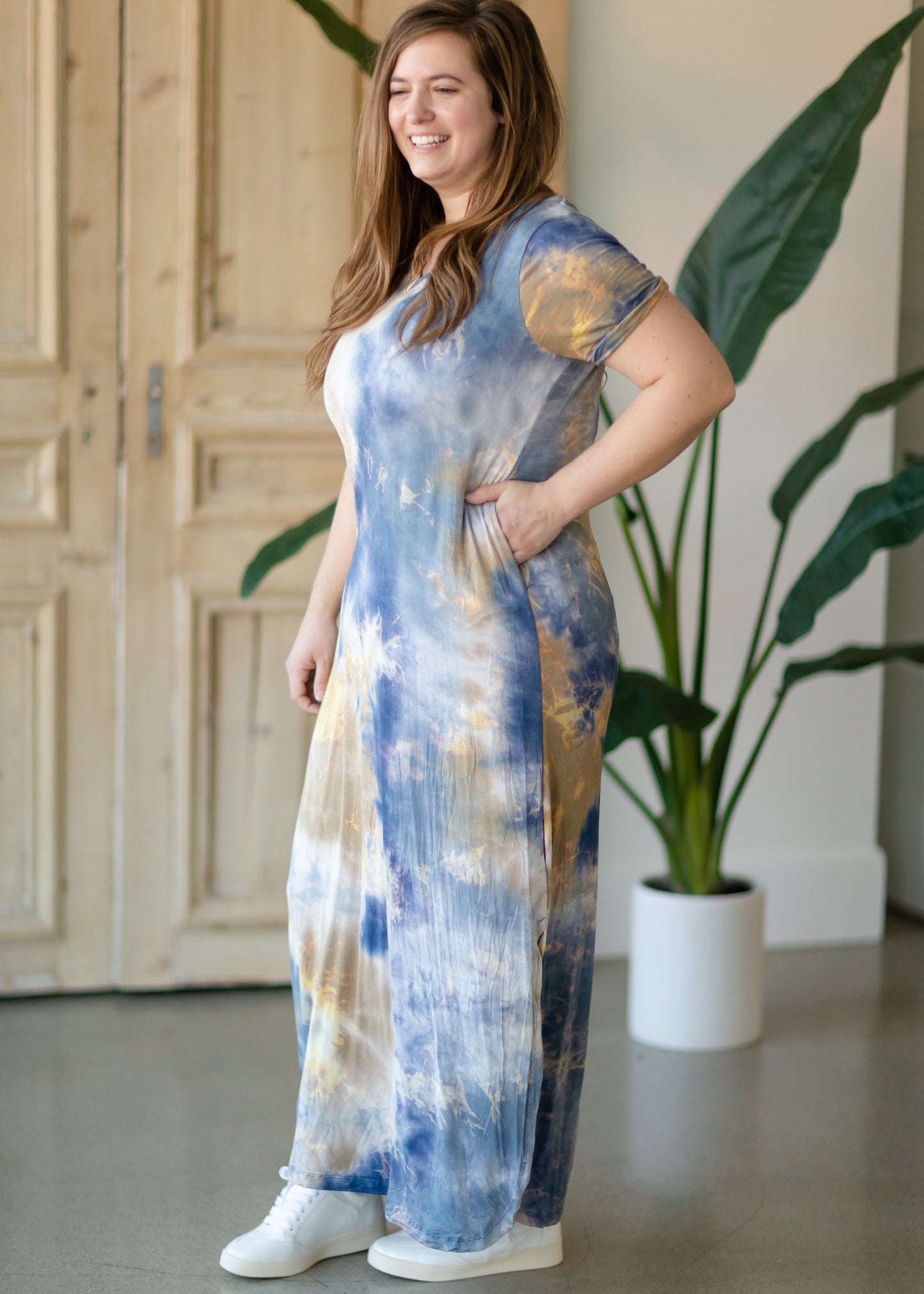 Blue Tie Dye Maxi T-Shirt Dress - FINAL SALE Dresses