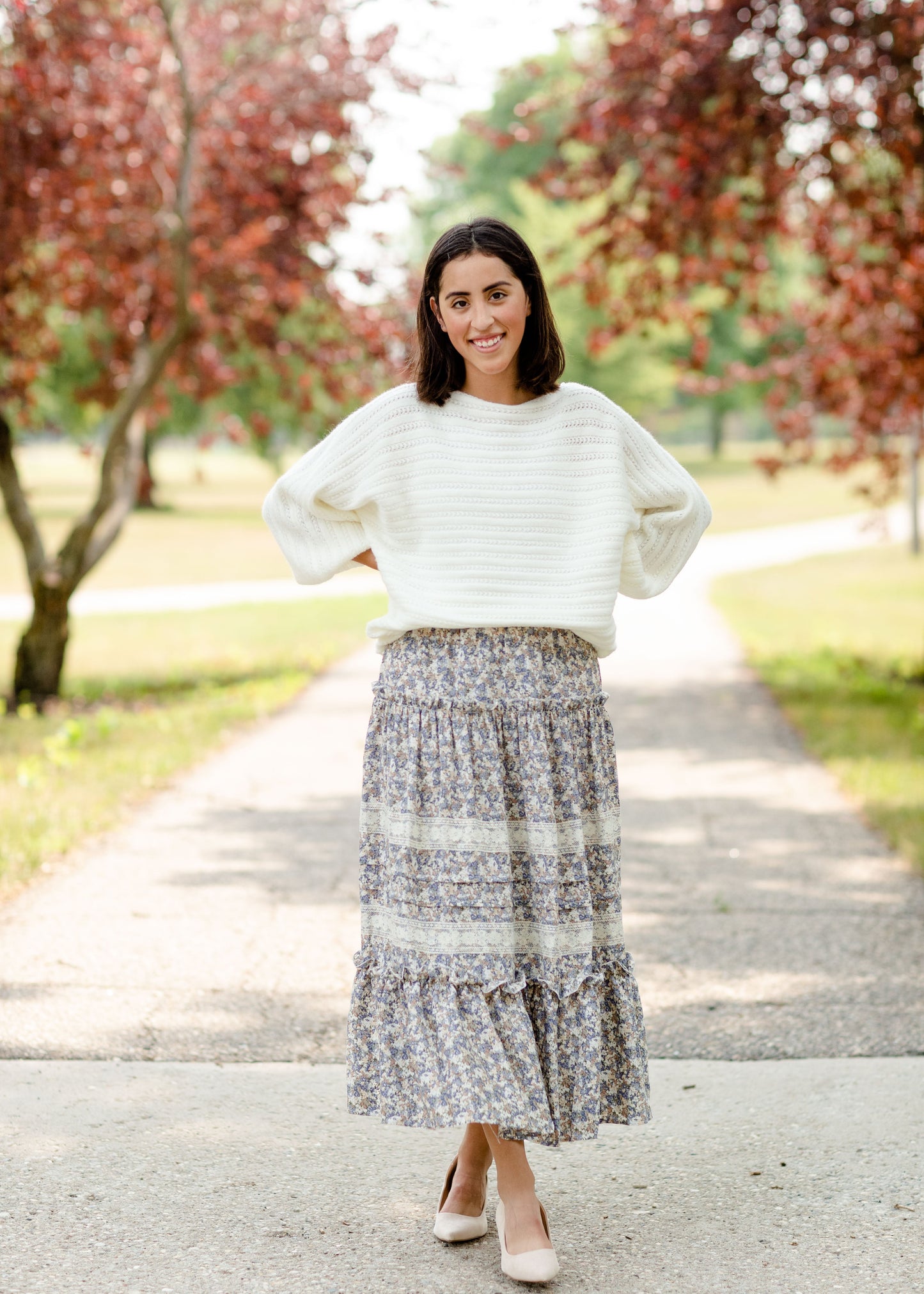 Blue Tiered Ruffle Midi Skirt-FINAL SALE Skirts