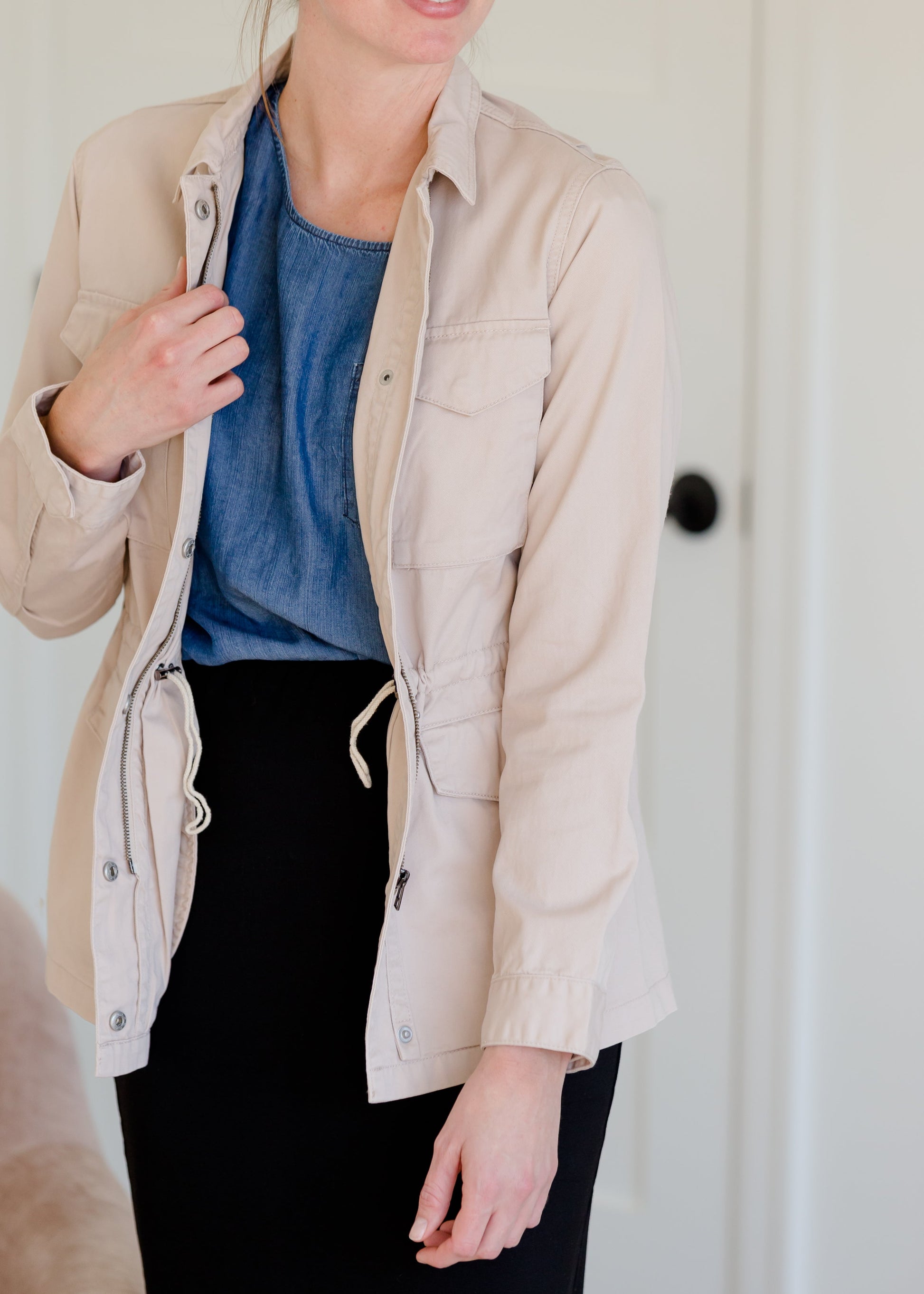 Blush Cargo Zip Up Jacket - FINAL SALE Layering Essentials