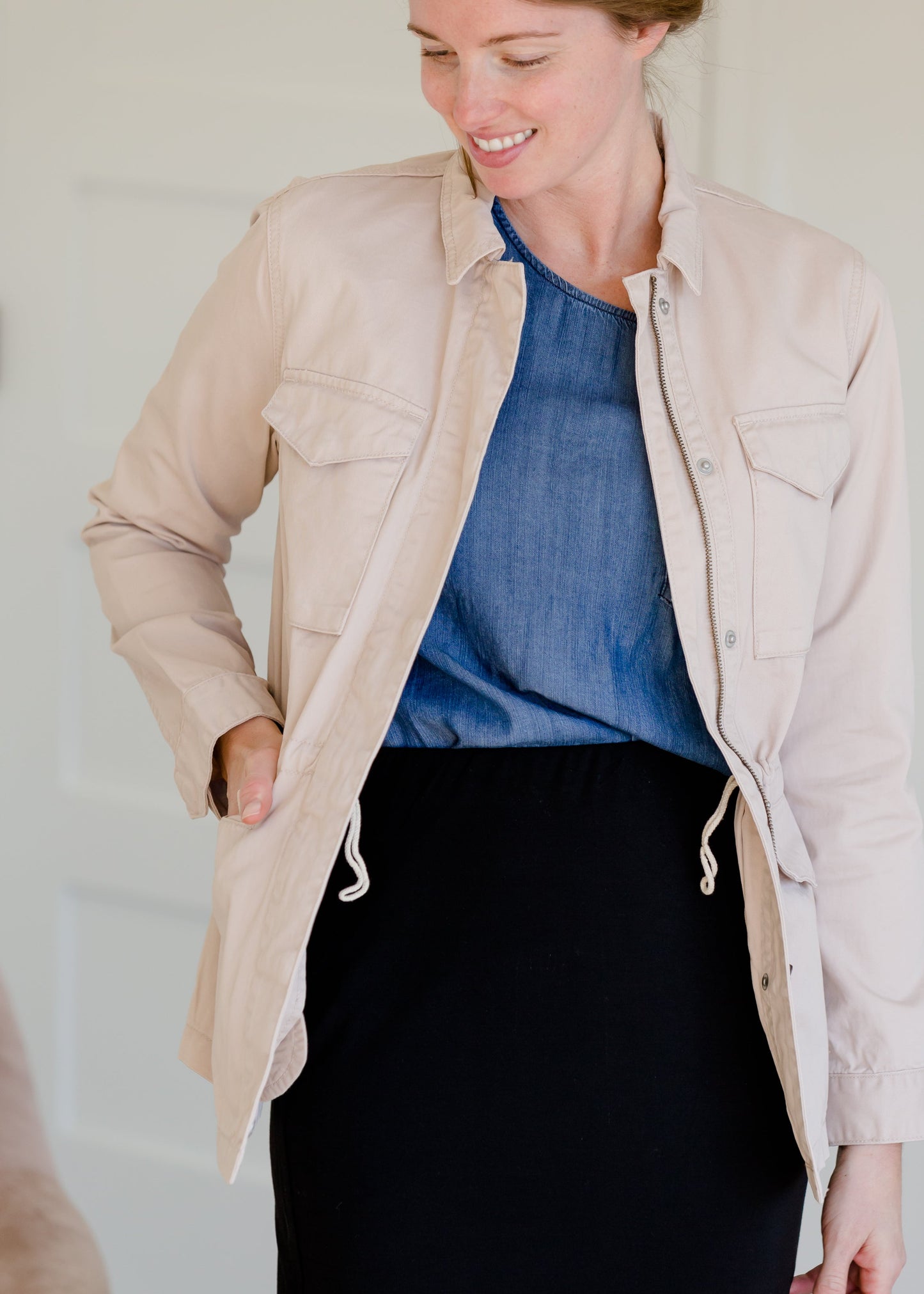 Blush Cargo Zip Up Jacket - FINAL SALE Layering Essentials